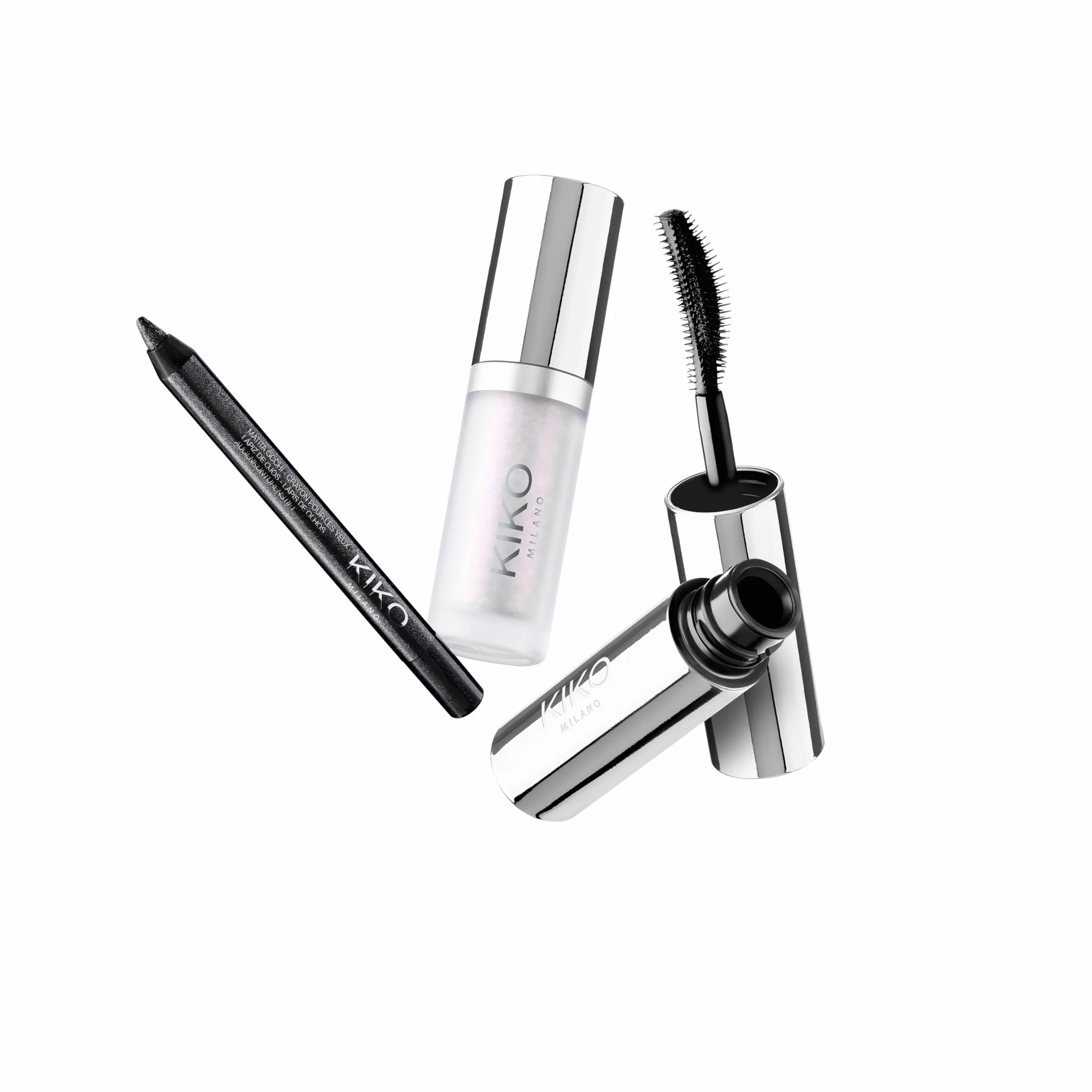 KIKO Milano Snow-Kissed Holiday Secret Santa Mini Make Up Gift Set, Make-Up-Geschenkset: Volumen-Mascara, Kajalstift Und Flüssig-Highlighter Im Miniformat