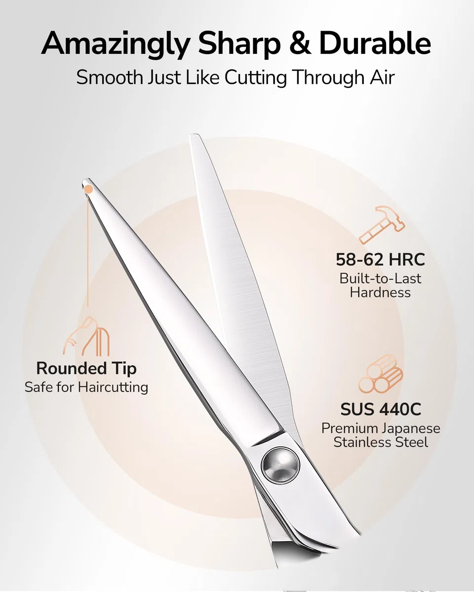 ULG Professionelle Haarschneidescheren, 16,5 cm 440C japanische Edelstahl-Friseurscheren, handgeschliffene rasiermesserscharfe Klingen und ergonomischer versetzter Griff für den Salon und Heimgebrauch