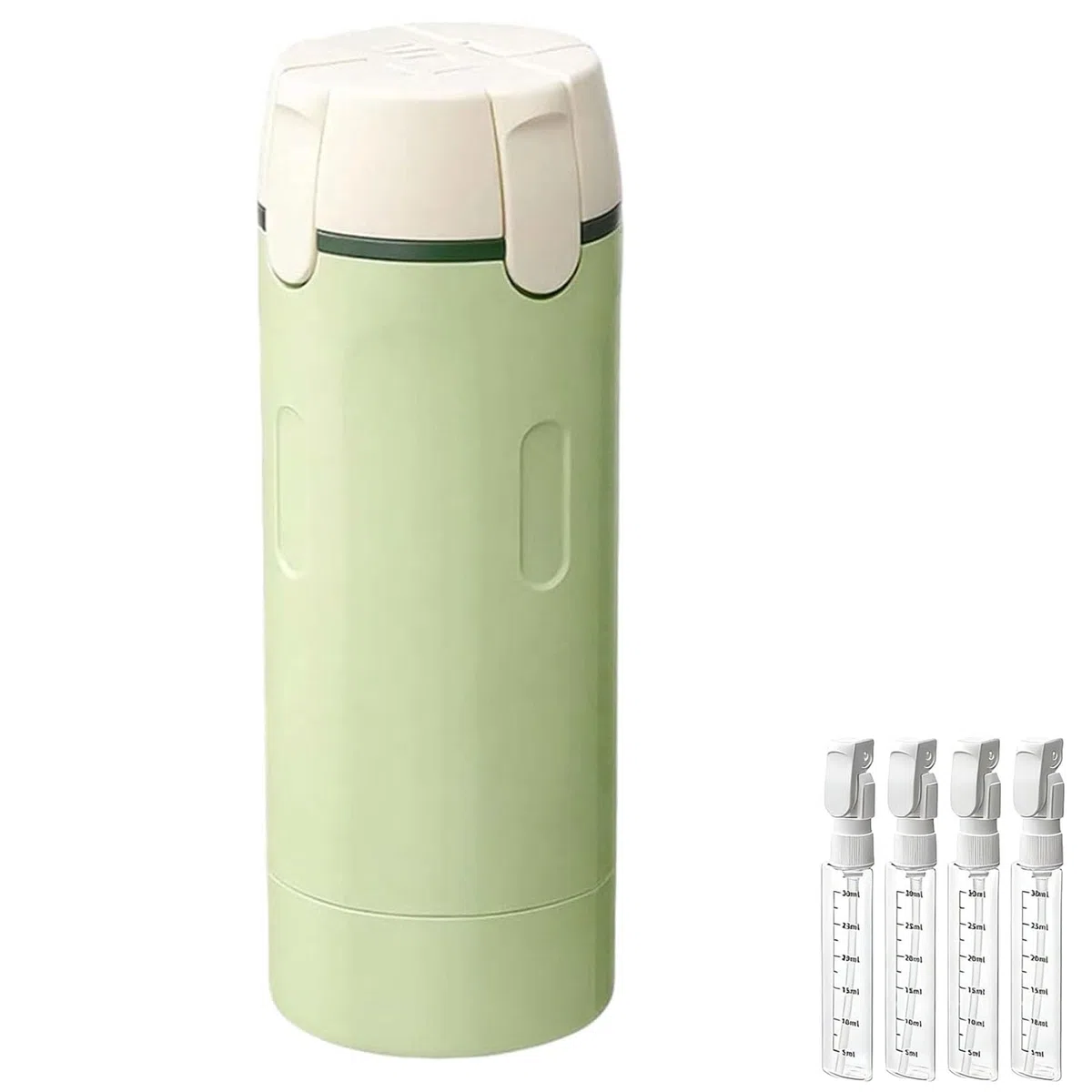 4 in 1 Reise-Spenderflasche, nachfüllbar, auslaufsicher, Kulturbeutel, tragbare Reiseflaschen für Shampoo, Lotion, Conditioner, Duschgel (Grün)