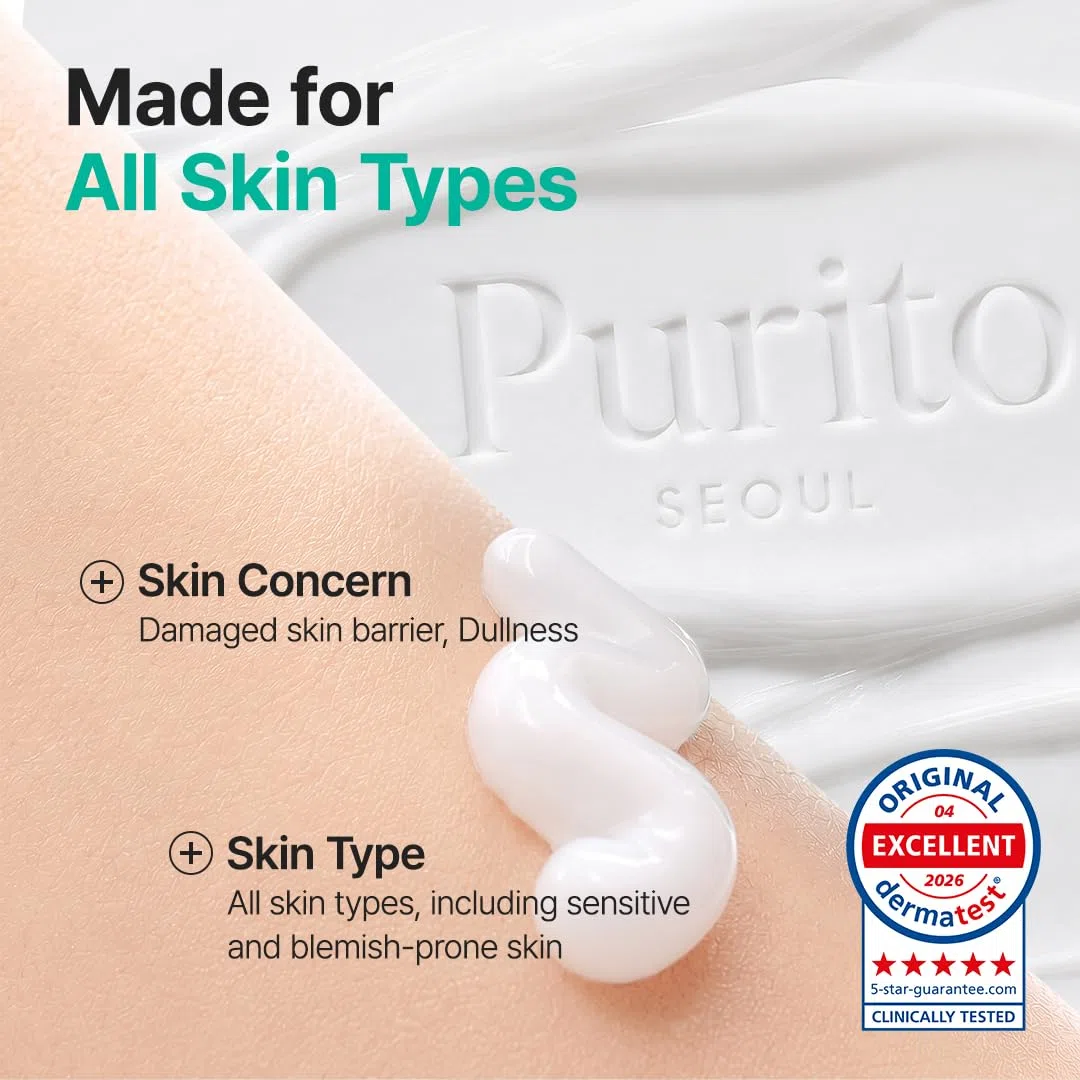 PURITO Panthenol 10% Post-Akne-Creme, Feuchtigkeitscreme für Hautunreinheiten & Barriere-Reparatur, silikonfrei, nicht komedogen, parfümfrei, vegane koreanische Hautpflege, 100 ml