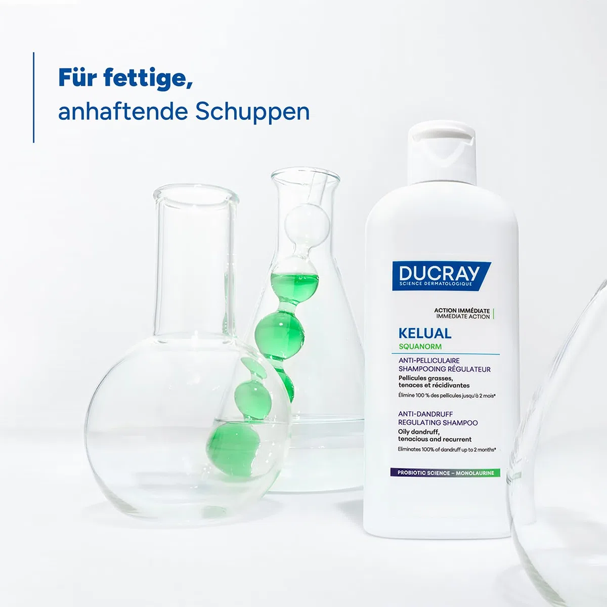 DUCRAY Kelual Squanorm - Shampoo Fettige Schuppen - Talgregulierend - Probiotic-Science-Technologie - 100% Schuppenentfernung - 2 Monate Rückfallschutz - Schuppige Kopfhaut - Klärt nachhaltig - 200 ml