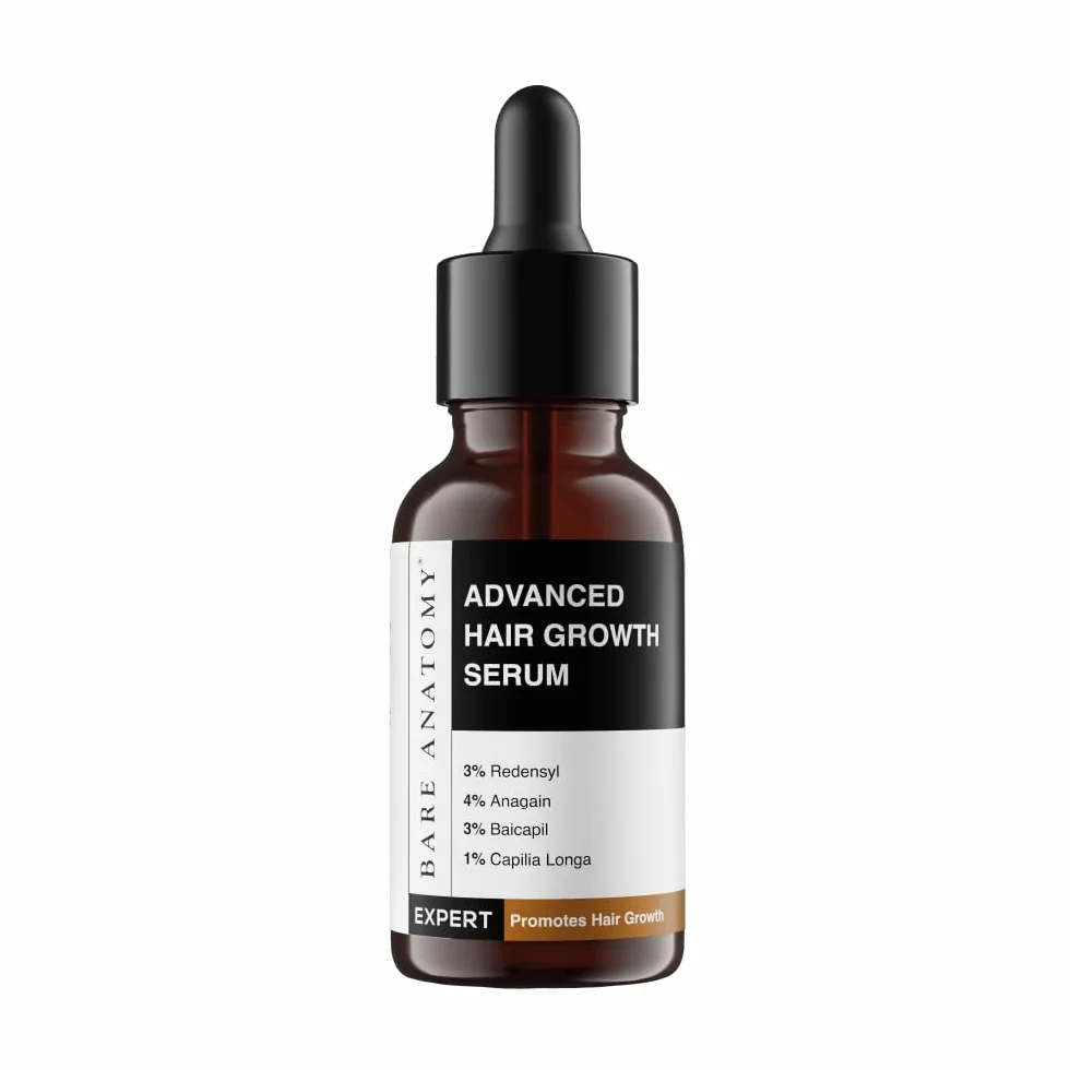 Bare Anatomy Advanced Hair Growth Serum | 3% Redensyl + 4% Anagain + 3% Baicapil + 1% Capilia Longa, Rosemary, Biotin & Rice Extract | Hair growth & Hair fall control serum for Women & Men | 30mL