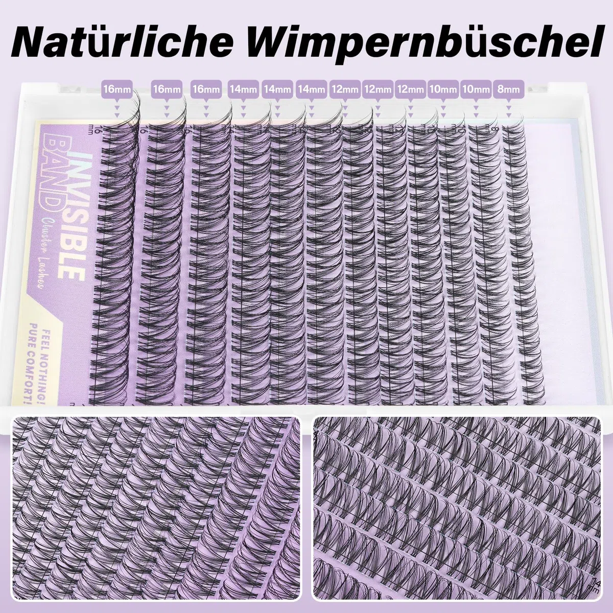 B&Q Lashes Extension Set 144PCS Venus Lash Clusters Unsichtbares Band 8-16MIX Manga Wimpern Extensions Set Wispy NatüRliche Wimpern Cluster 7 tage halt Lazy Girl Wimpernverlängerung(Venus 8-16mix)