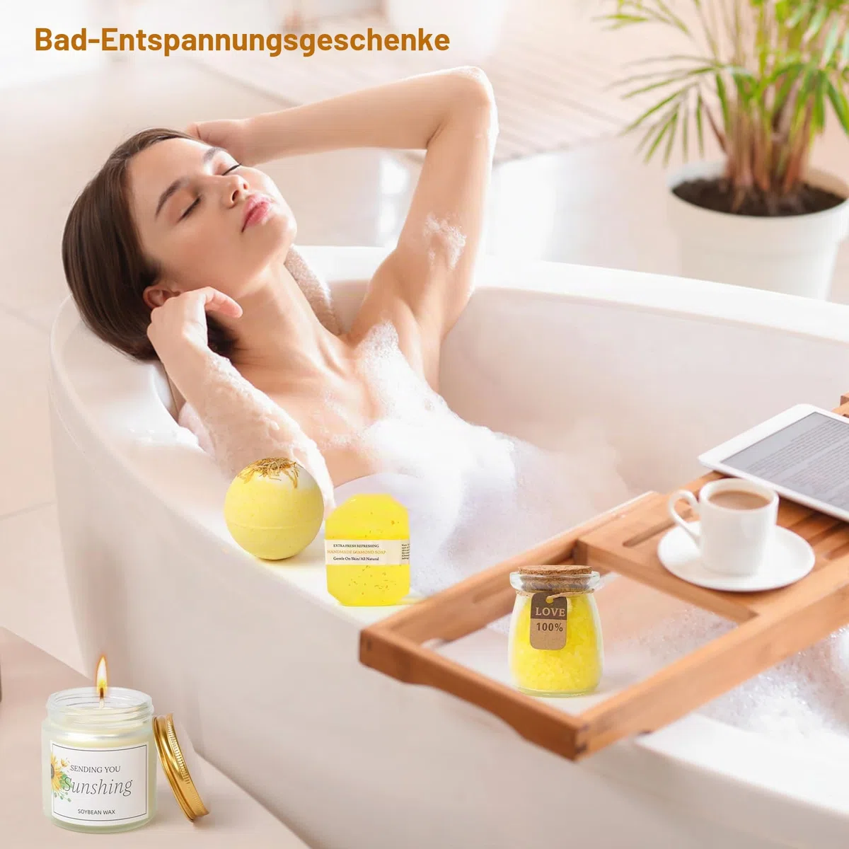 Geschenke für Frauen,11-tlg. Sonnenblumen Spa Selfcare Geschenkidee für Fraue, Luxuriöses Geschenksets　Freundin Valentinstag Muttertag Weihnachtstag Geschenke Mama, Schwester,Beste Freundin