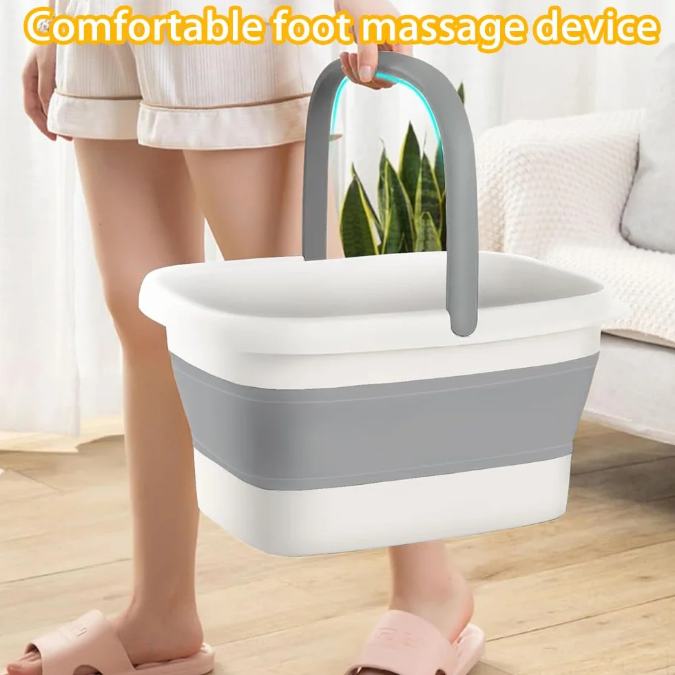 Faltbares Fußbad mit Massage, 15L Fußbadewanne Faltbar, Faltbares Fußbad zum Stressabbau, Faltbarer Eimer, Großer Fußbadewanneneimer, Linderung von Müdigkeit