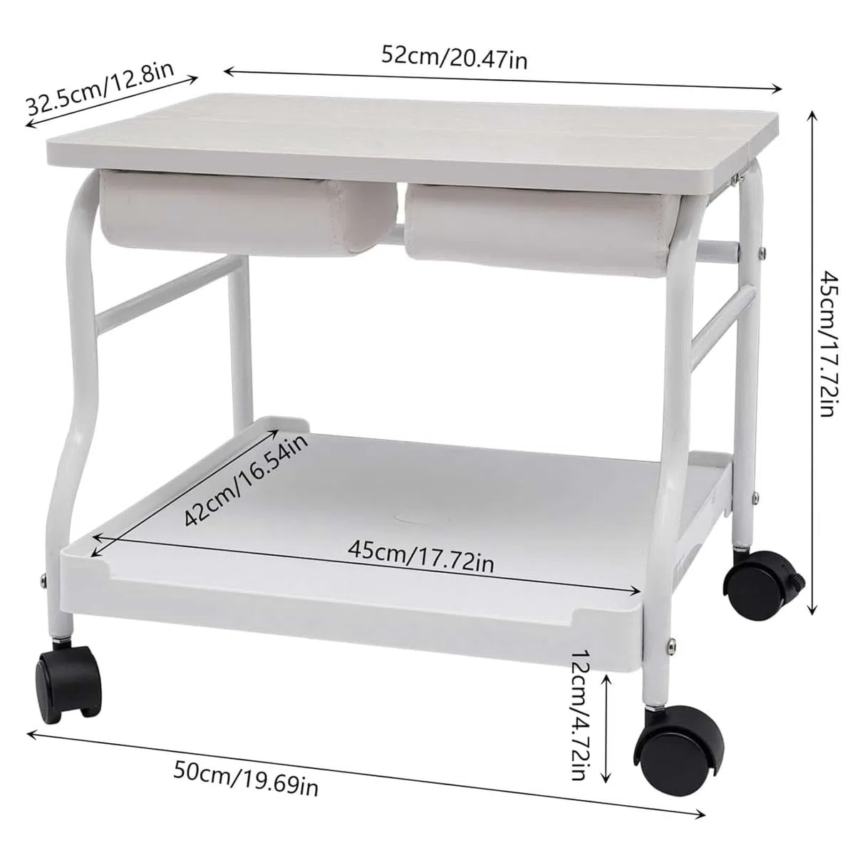 X&Z-XAOY Fußbad Spa Trolley Wagen Schönheitssalon Fußbad Mit Rädern Tragbarer Pediküre-Wagen Für Pediküre-Maniküre Gewicht Kapazität 39.7 Lbs(White)