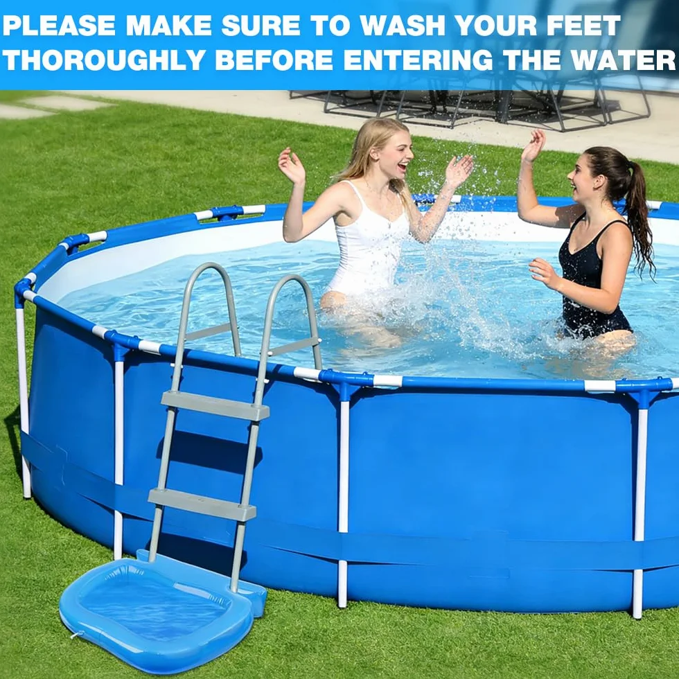 Aufblasbares Fusswanne für Pool, HOVCEH Pool Fußwanne mit Haken, Fußbad Pools für Schwimmbad Eingang, Fußbecken Pools für saubere Sohle, Kies, Grasschnittmatte