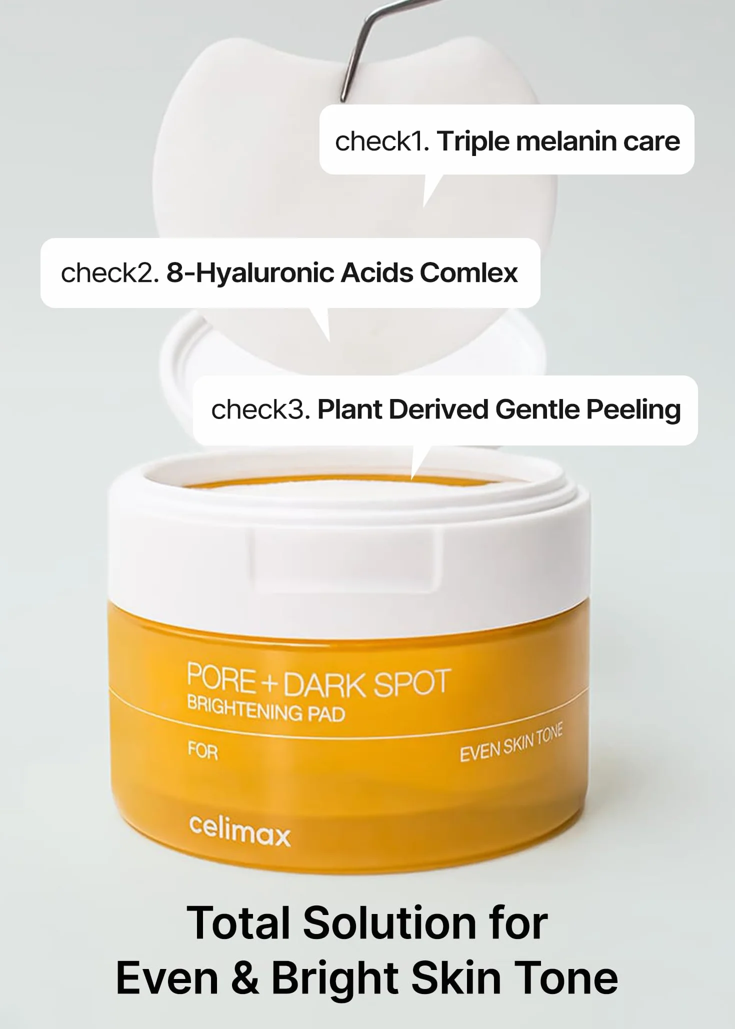 celimax Pore+Dark Spot Brightening Pad – Peeling Pads gegen Poren & dunkle Flecken, mit Hyaluronsäure, sanft exfolierend und feuchtigkeitsspendend, Korean Skincare, 40 Pads