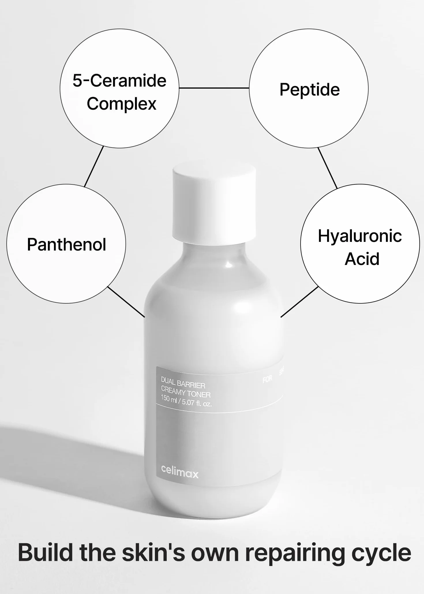 celimax Dual Barrier Creamy Toner - mit Ceramiden & Peptiden, öl- und alkoholfrei, mild für empfindliche & fettige Haut, langanhaltende Feuchtigkeit, Korean Skincare, 150 ml