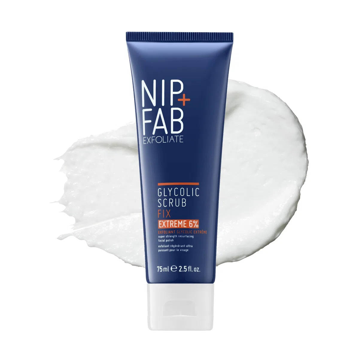 Nip + Fab Glycolic Fix Scrub Extreme – Gesichtspeeling mit 6% Glykolsäure – 3-in-1 AHA/BHA Peeling zur Porenverfeinerung & Hautglättung, 75 ml