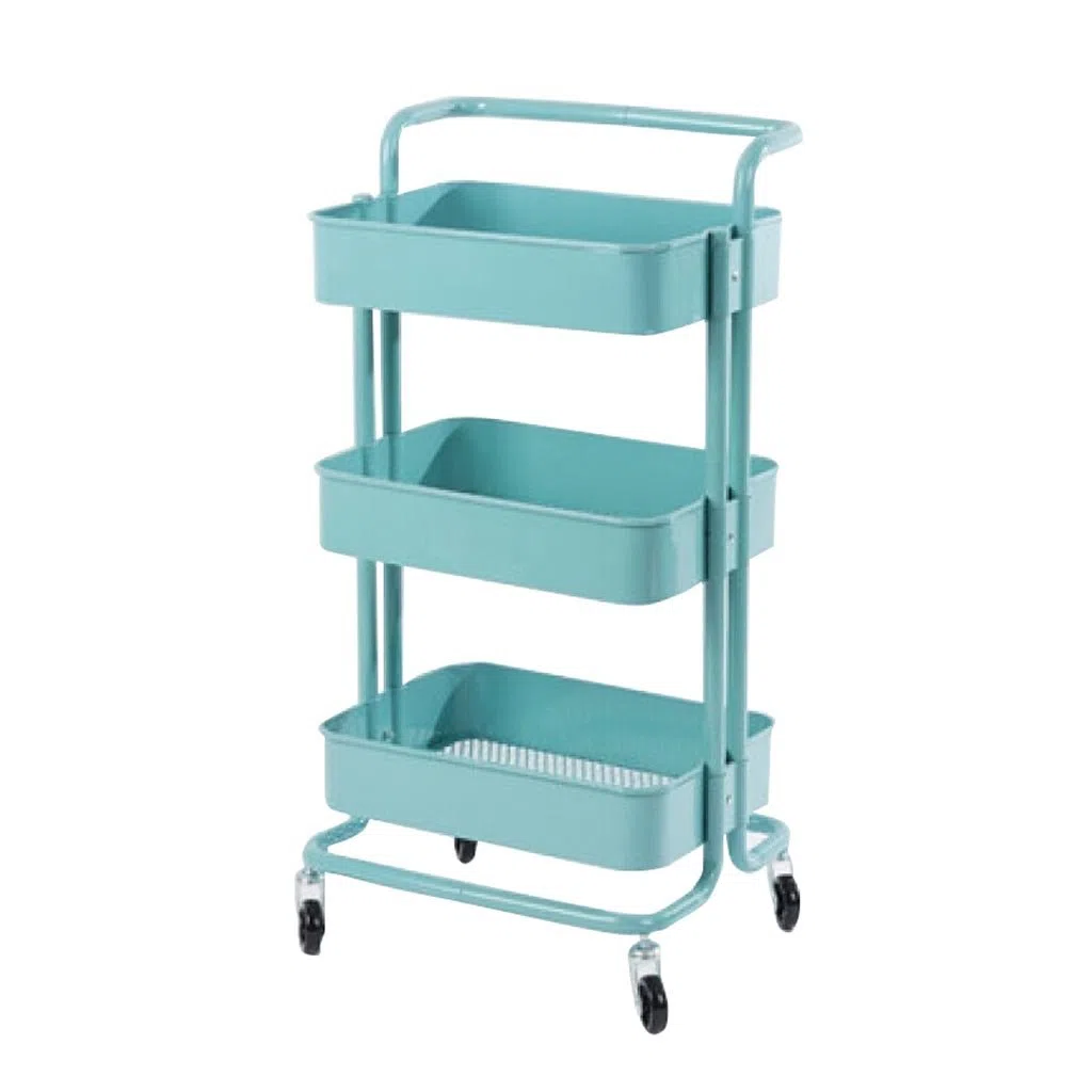 Aufbewahrungswagen Beauty Equipment Auto, Drei Schichten Mit Griff, Medizinischer Behandlungswagen, Krankenhaus, Klinik, Schönheitssalon, Friseursalon, Spezialwagen, Ca. 50 Kg Last/Blue