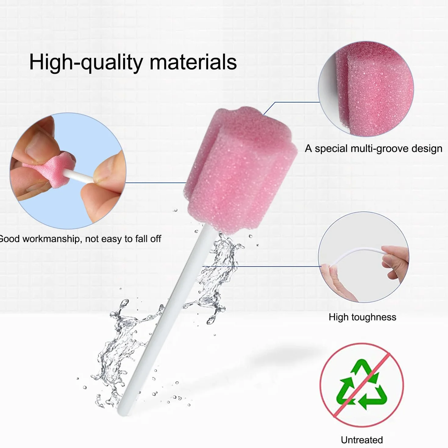 Mundpflegestäbchen Neutral Mundstäbchen Mundschwamm Einweg Steriler Wattestäbchen für Mundpflege Mundhygiene Einzeln Verpackt 80Stk (Rosa)