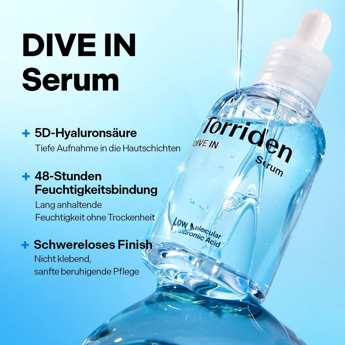 Torriden DIVE IN Hyaluronsäure Serum 50ml (1,69 fl.oz.) | Tiefenwirksame Hydratisierung für strahlende Haut | Mit Hyaluronsäure, Panthenol und Allantoin | Koreanisches Gesichtsserum.