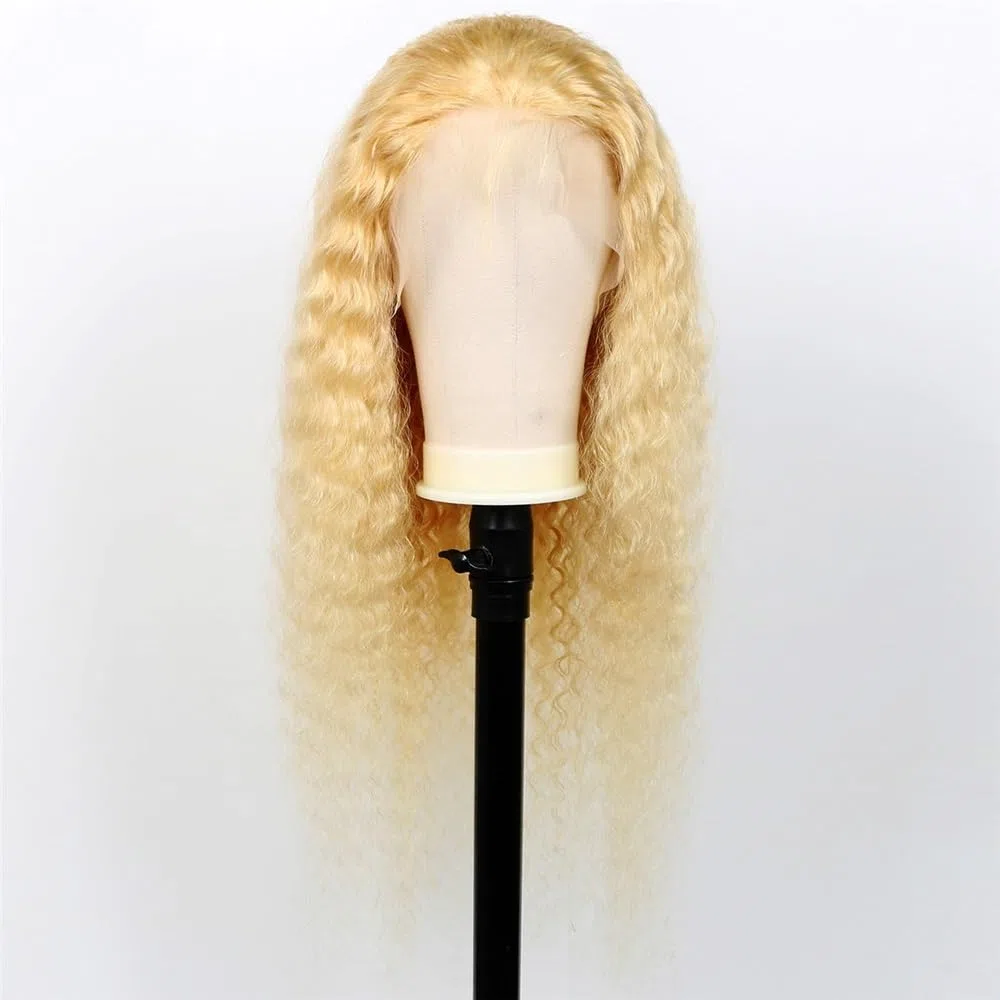 perücke Menschliches Haar 13x4 Lace Front Perücke Tiefe Welle #613 Lace Frontal Perücke Vorgezupft Kunstfaserhaar(22inches)