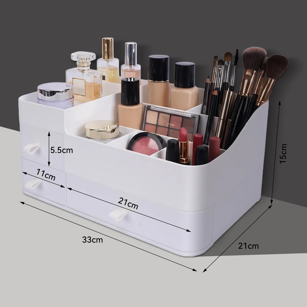 Make up Kosmetik Organizer,Make up Organizer,Multifunktion Schminktisch Organizer,Einfache Aufbewahrung für Pinsel Lippenstift Skincare für Schminktisch,Bad und Schlafzimmer (Weiß)