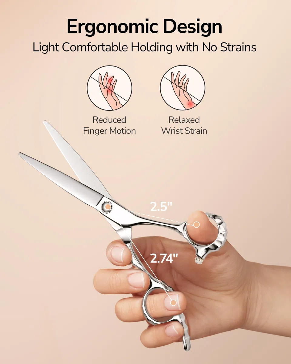 ULG Professionelle Haarschneidescheren, 16,5 cm 440C japanische Edelstahl-Friseurscheren, handgeschliffene rasiermesserscharfe Klingen und ergonomischer versetzter Griff für den Salon und Heimgebrauch