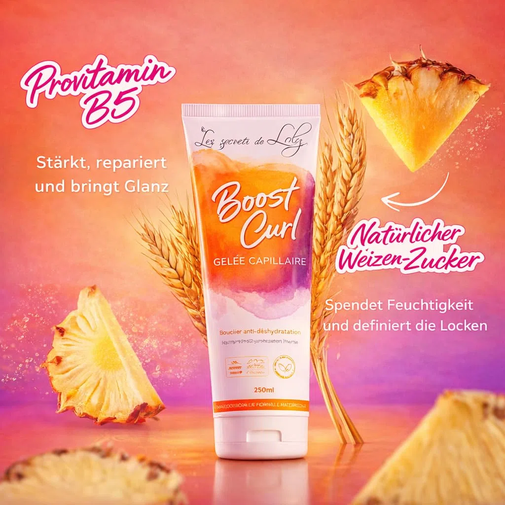 Les Secrets de Loly – Boost Curl – Locken Styling Gel – Starke Definition & Halt ohne Verklebung – Welliges bis krauses Haar – 97% natürliche Inhaltsstoffe – 250 ml
