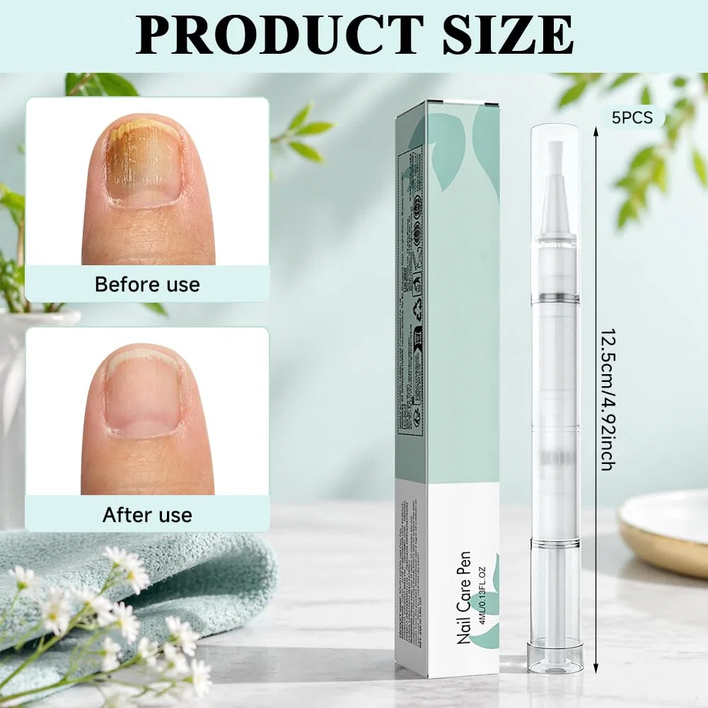 5 Stück Nail Care Pen, Nagelpilz Stift, Nagelpilz Nagelpflegestift, Nagel Behandlungs Stift für Fingernägel & Fußnägel mit Teebaumöl, Vitamin E & Aloe Vera, Nagelwachstum FöRdern