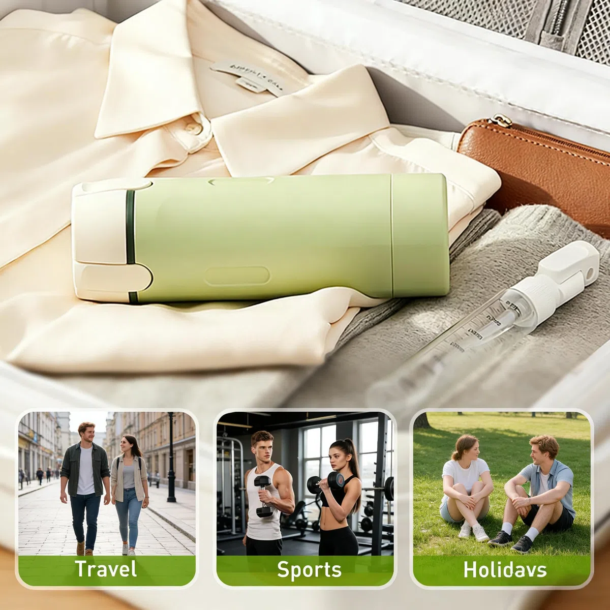 4-in-1 Reise Flaschen Set, Wiederbefüllbare Reisebehälter für Toilettenartikel, Druckknopf-Öffnung, Auslaufsicher, Kosmetik Flaschen mit Skala & Etiketten für Shampoo, Lotion, Conditioner & Creme