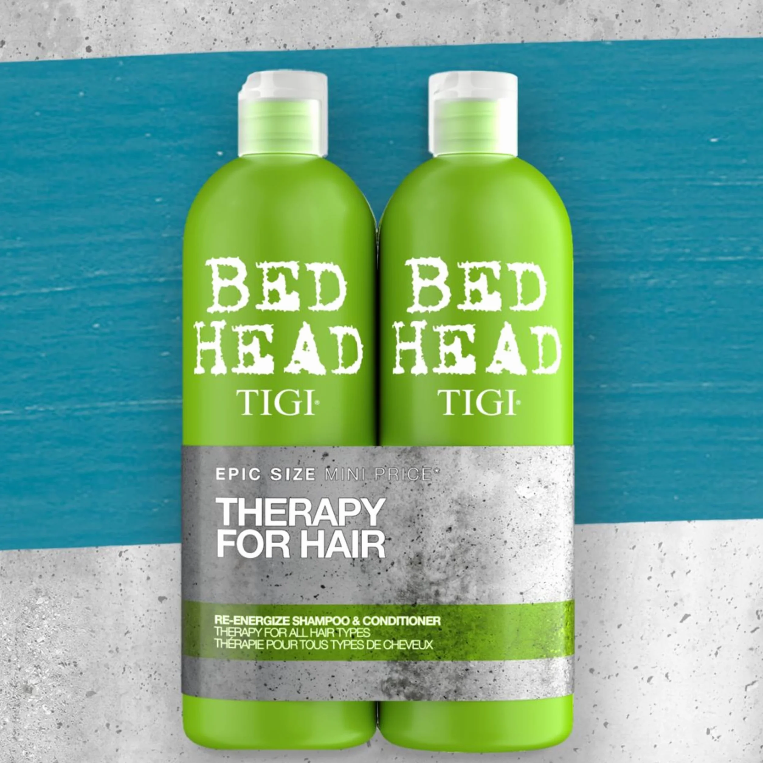Bed Head by TIGI | Re-Energise Shampoo und Conditioner Set | Professionelle Haarpflege, tief reinigend und pflegend | Für alle Haartypen | 2 x 750 ml