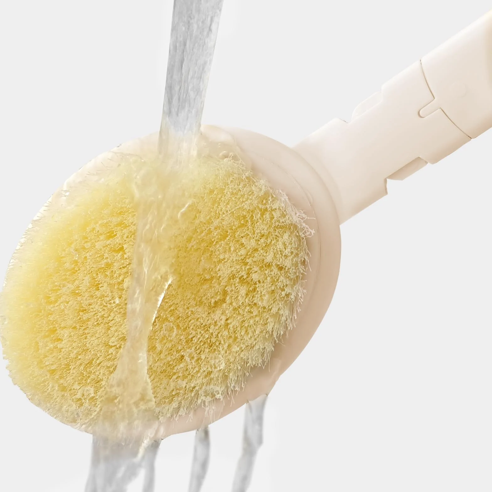 Duschschwamm mit Stiel, Eincremehilfe für Rücken, Badebürste Luffa Schwamm Rückenbürste (Weiß)