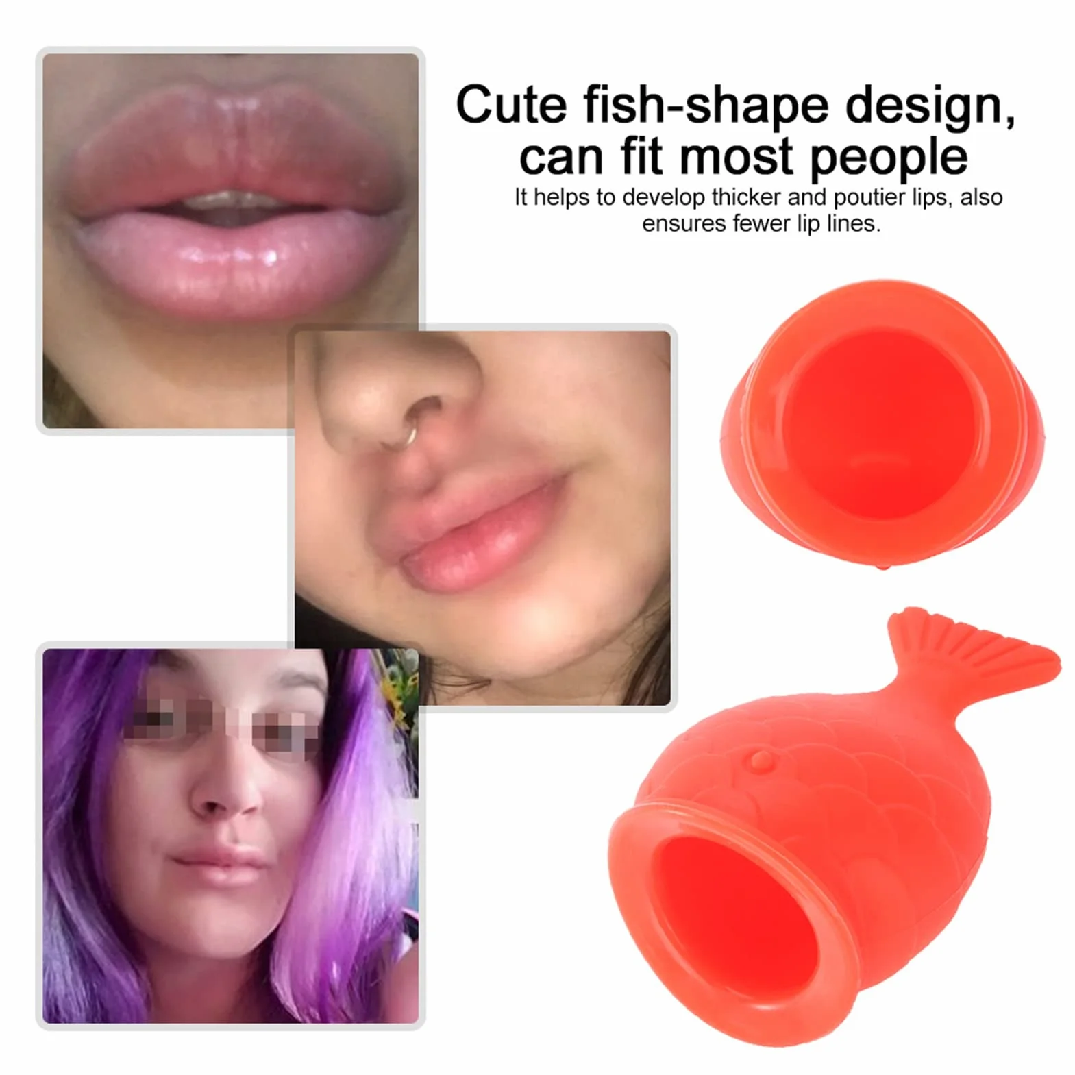 Volle Lippen, Tragbarer Niedlicher Lippenfüller aus Silikon in Fischform, Lippenvergrößerer, Lippenverbesserungsgerät, Schönheitswerkzeug für Frauen und die Meisten Menschen