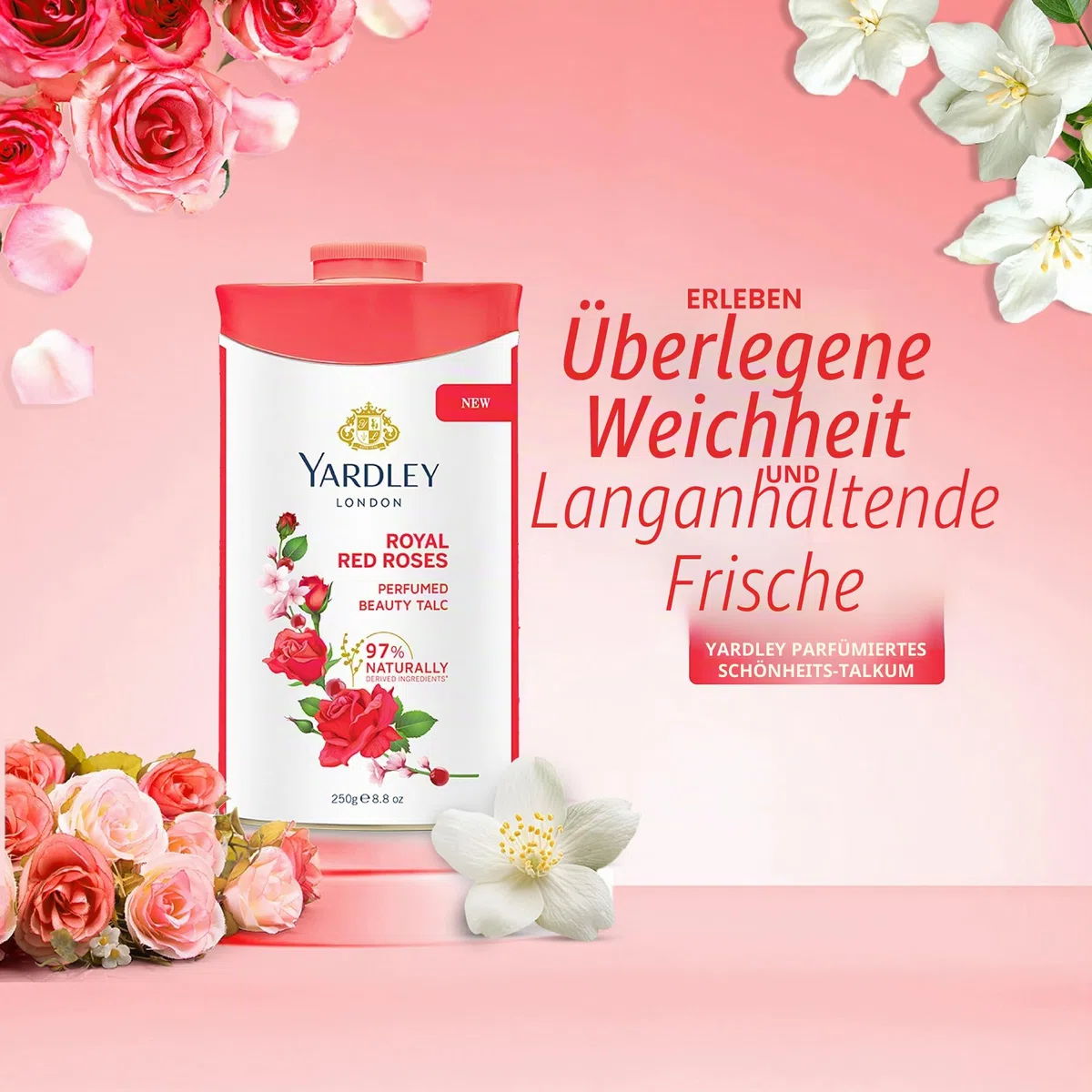 Yardley Red Rose Parfümierter Talk 250 g