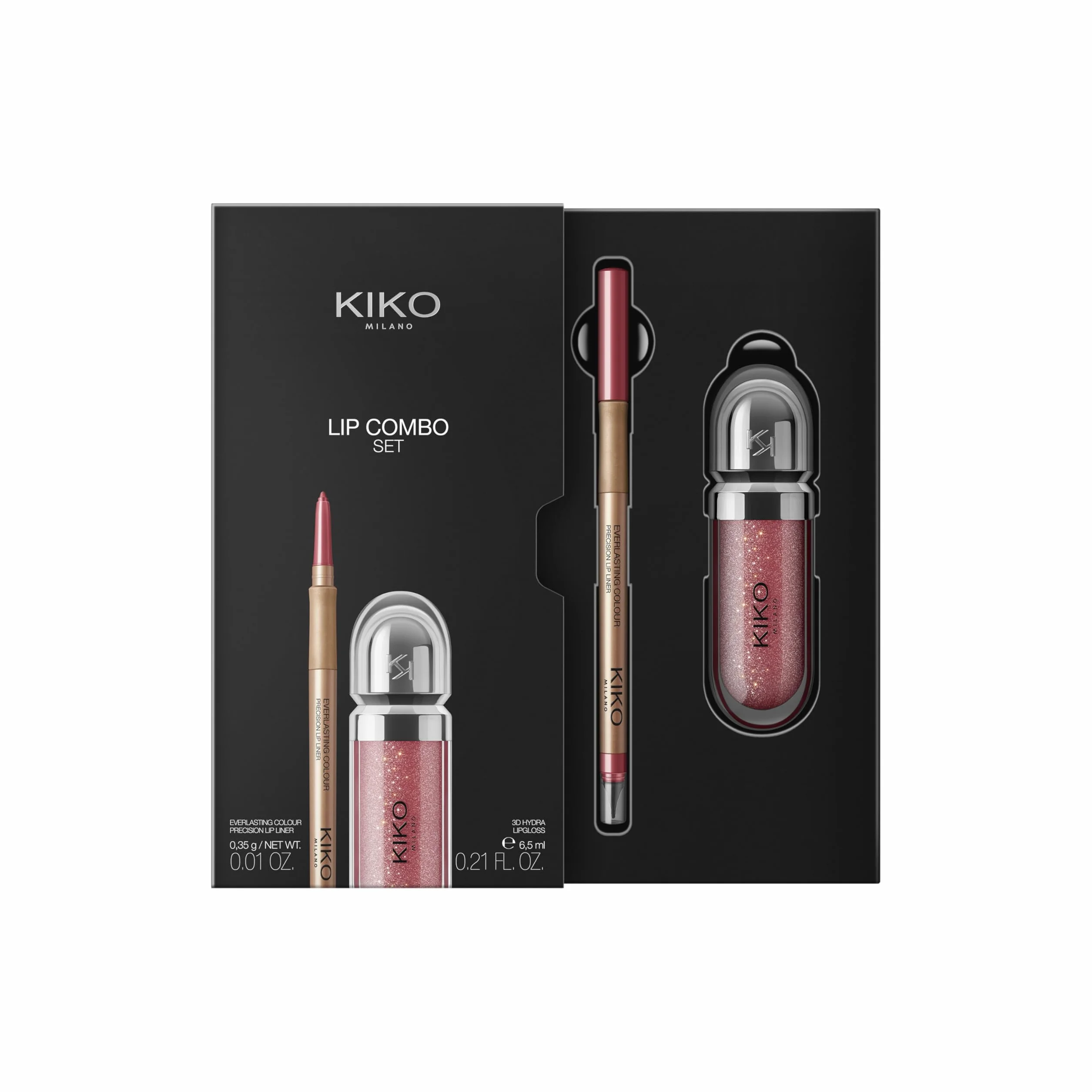 KIKO Milano Lip Combo Set 03, Lippen-Set: Feuchtigkeitsspendender Lipgloss Und Passender Lipliner
