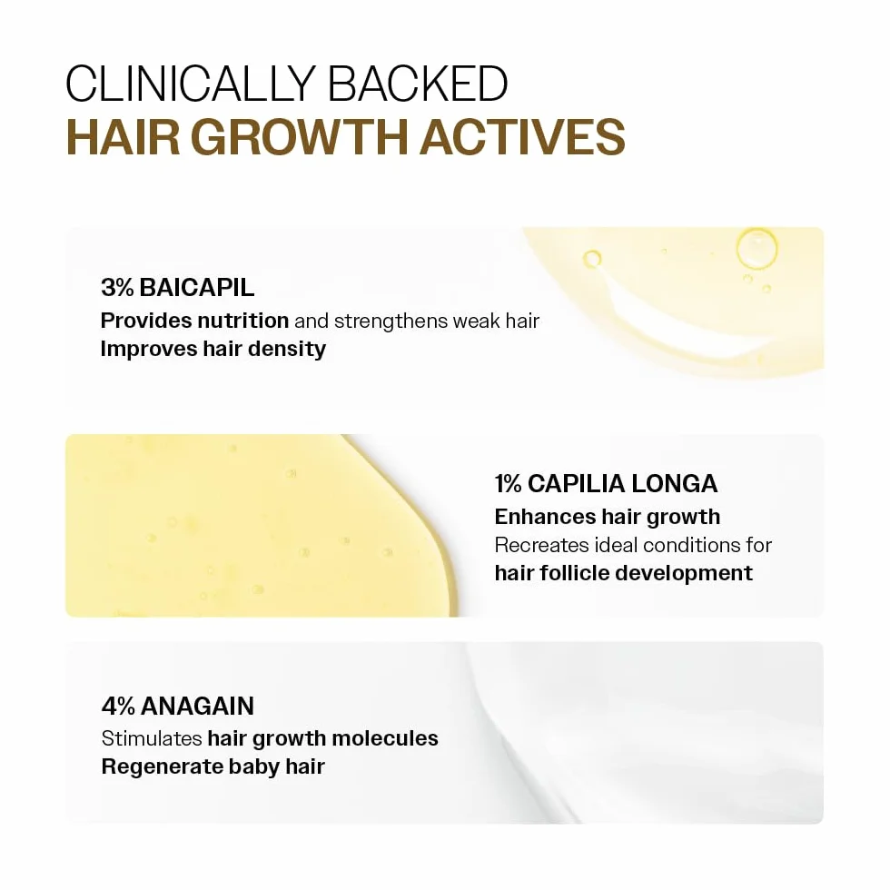 Bare Anatomy Advanced Hair Growth Serum | 3% Redensyl + 4% Anagain + 3% Baicapil + 1% Capilia Longa, Rosemary, Biotin & Rice Extract | Hair growth & Hair fall control serum for Women & Men | 30mL