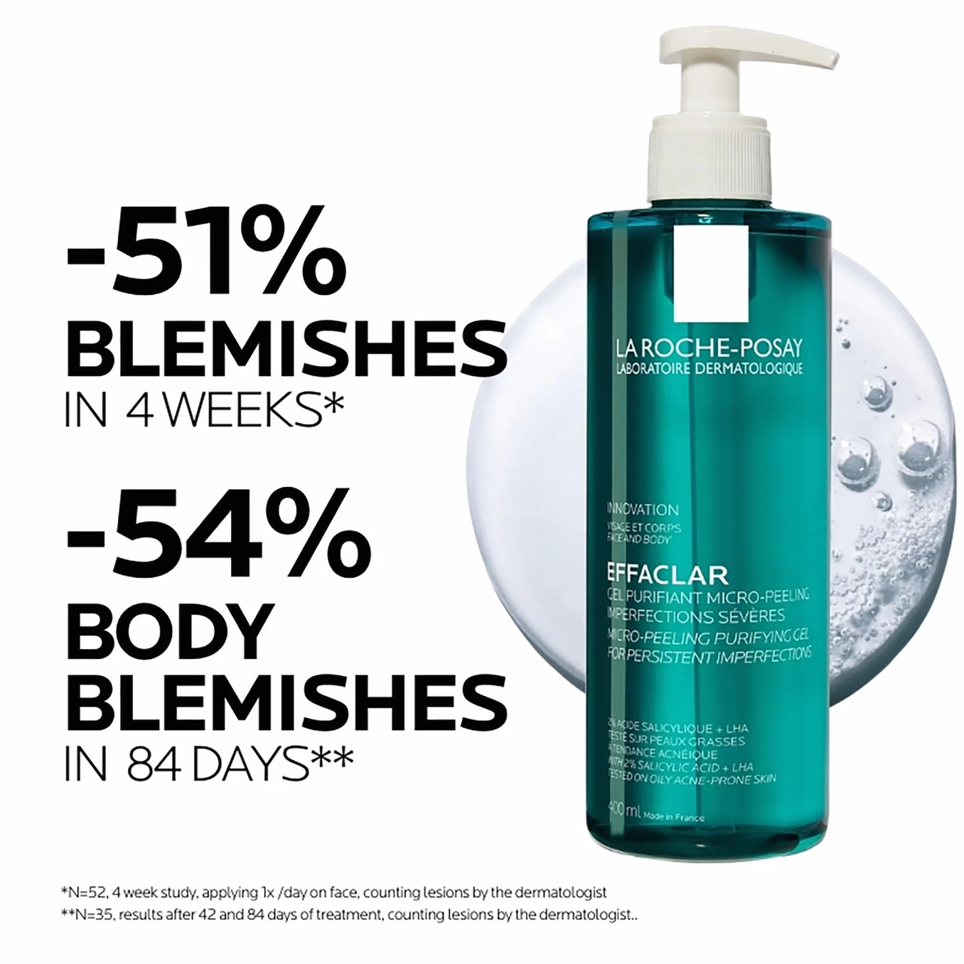 La Roche-Posay Effaclar Mikro-Peeling Reinigungsgel Reinigung für Gesicht und Körper bei Akne und unreiner Haut