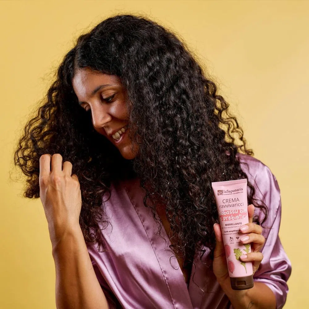 La Saponaria Locken-Revitalisierungscreme, Anti-Frizz, Leave-in, lockiges Haar, stärkend, pflegend, natürlich, vegan, tierversuchsfrei, Biokunststoff, bio, 150 ml