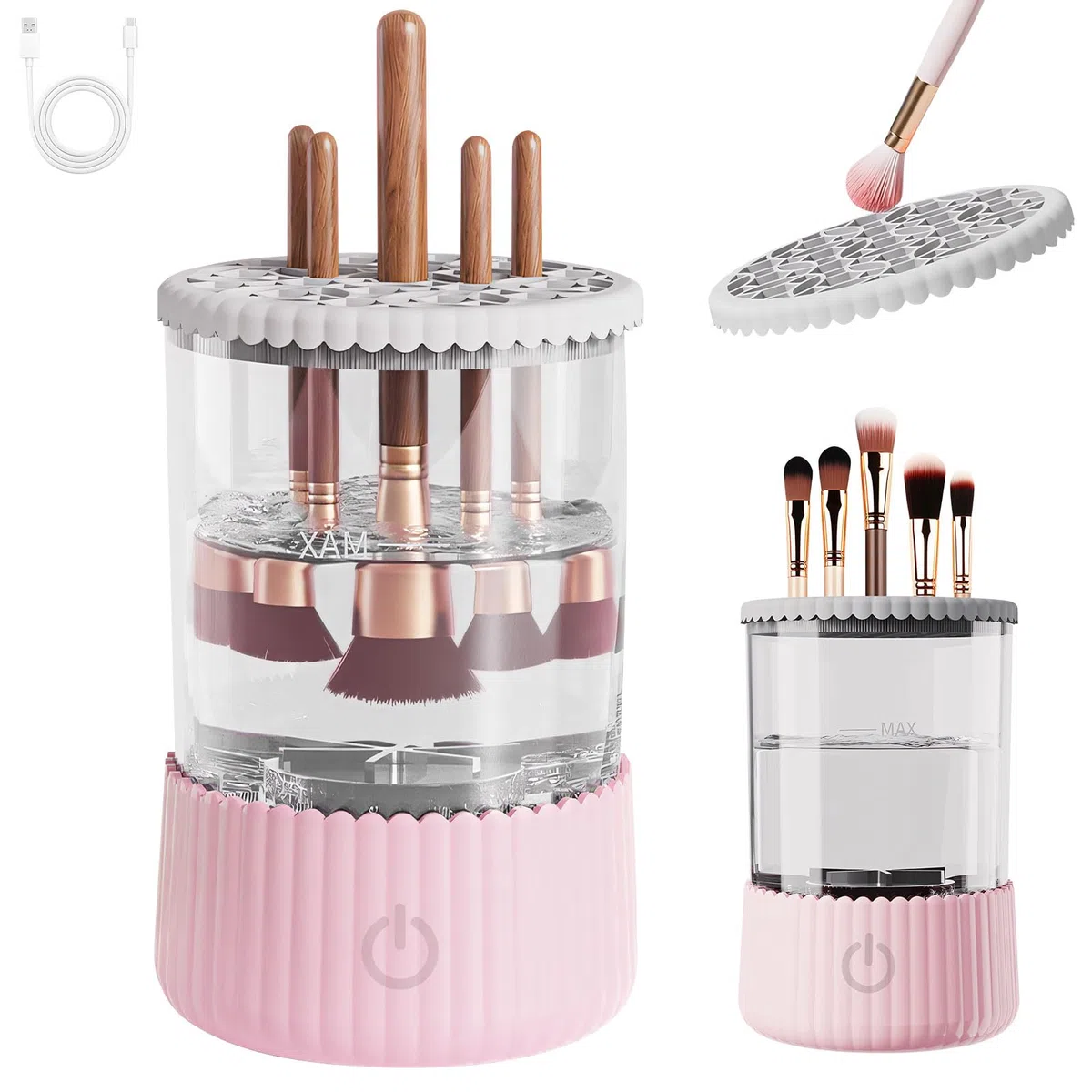 Pinselreiniger Make Up, Elektrisch Make Up Pinsel Reiniger, USB Wiederaufladbare Automatische Tiefenkosmetik Reinigungsgerät Make Up Pinselwerkzeug für Make up Pinsel aller Größen (A)