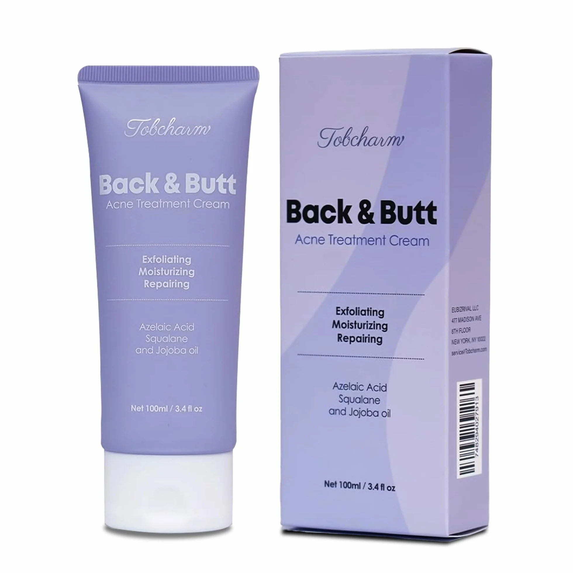 Tobcharm Butt Akne Clearing Behandlung, maximale Stärke Körpercreme für Rücken, Gesäß, Oberschenkel & Brust Akne Entfernung, Hautklärende Lotion für Männer & Frauen, Schaumreiniger für Bacne