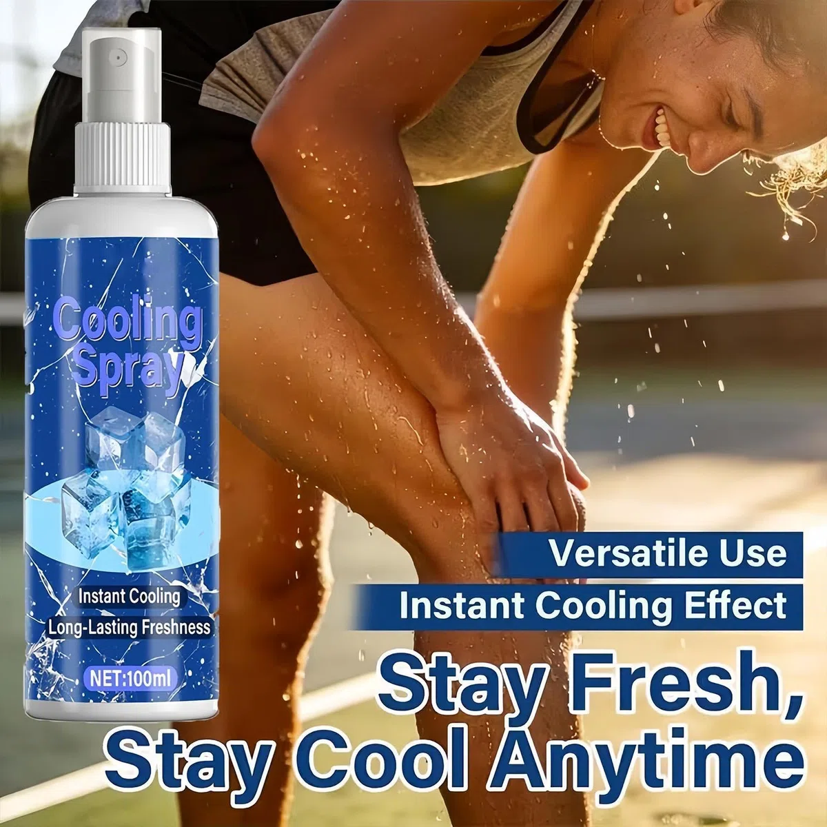 Kühlspray für Heißes Wetter, 2x 100ml Minz Kühlendes Spray für Körper, Gesicht & Kleidung, Auto Erfrischungsspray Langanhaltender Sofortige Abkühlung Eissprays für Sportler, Pendler & Outdoor