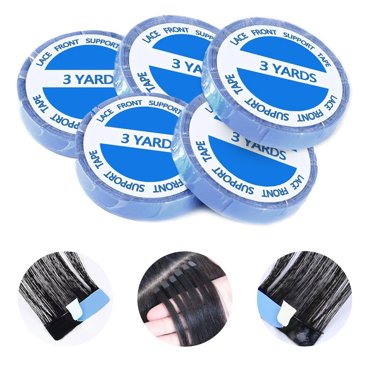 5 Rolle Tape Kleber Extensions, Wasserdicht Und Schweißfest Tapes Klebestreifen Extensions TPU-Material Tape Kleber Langanhaltendes Klebriges Tape, 0.8CM*3Yards für Tape In Hair Extensions