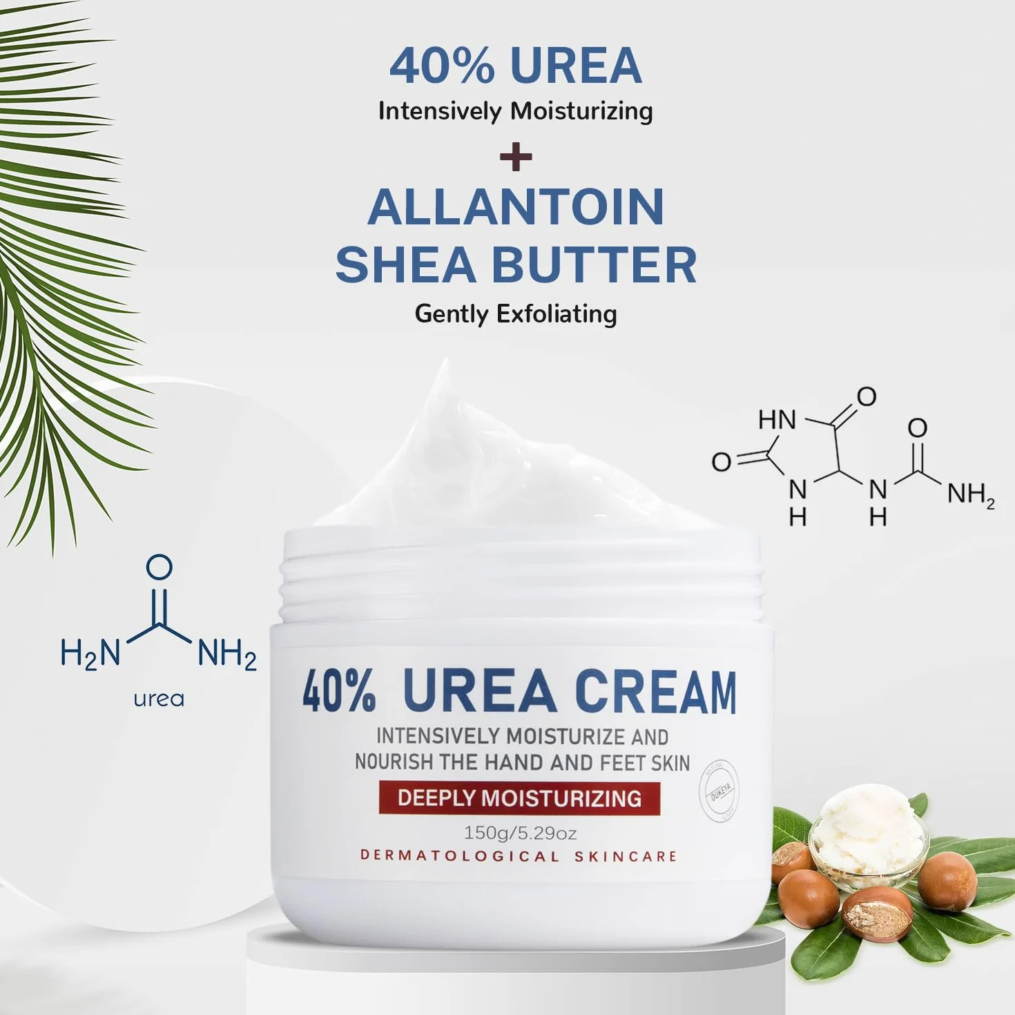 OUKEYA Urea-Creme 40 Prozent für Fuß und Hände, Urea Cream, Urea-Fuß, Fußcreme, Harnstoffcreme für Trockene, Rissige Füße, Anti Hornhaut, 40 Pro Urea-Lotion für Fersen, Ellenbogen, Maximaler Stärke