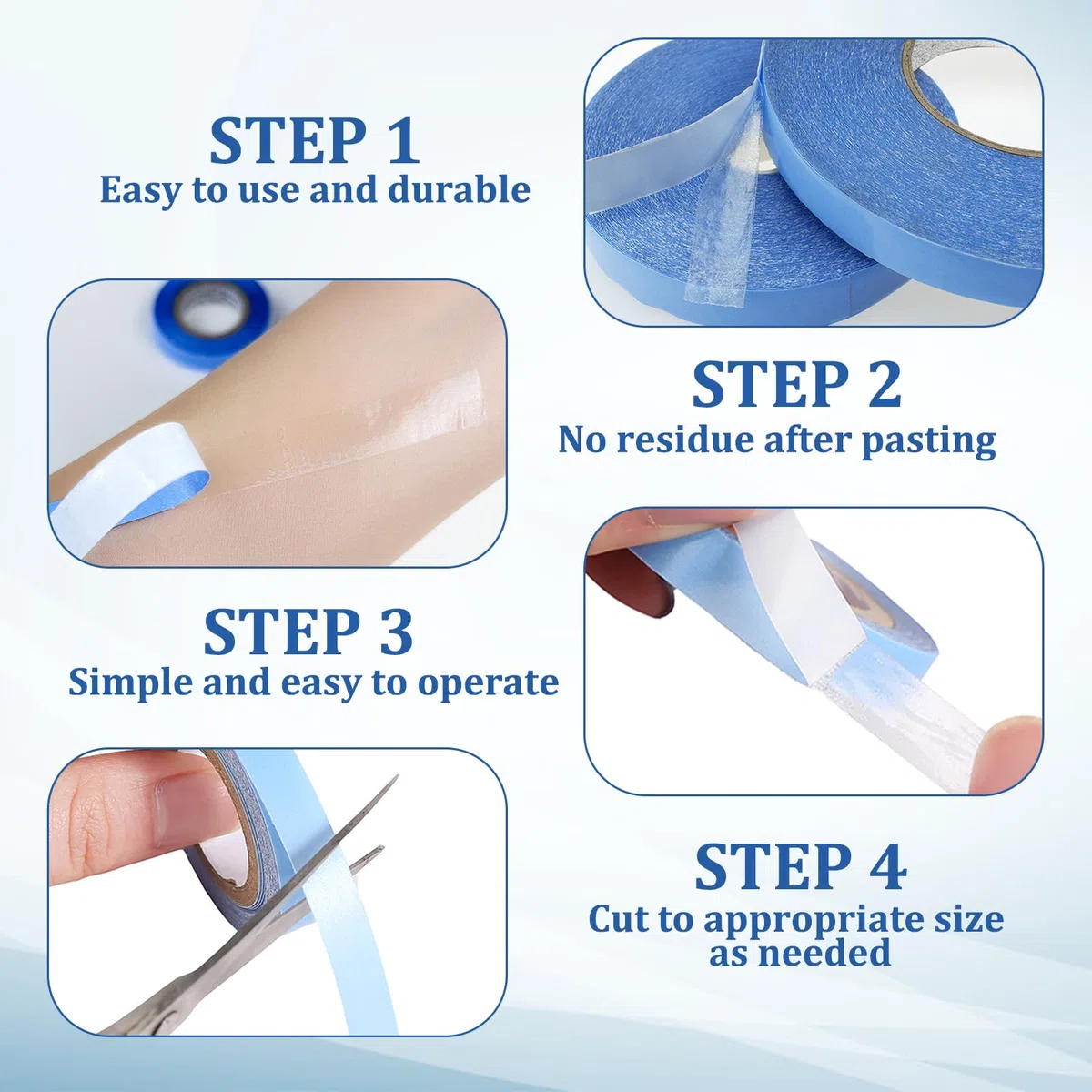 5 Rolle Tape Kleber Extensions, Wasserdicht Und Schweißfest Tapes Klebestreifen Extensions TPU-Material Tape Kleber Langanhaltendes Klebriges Tape, 0.8CM*3Yards für Tape In Hair Extensions
