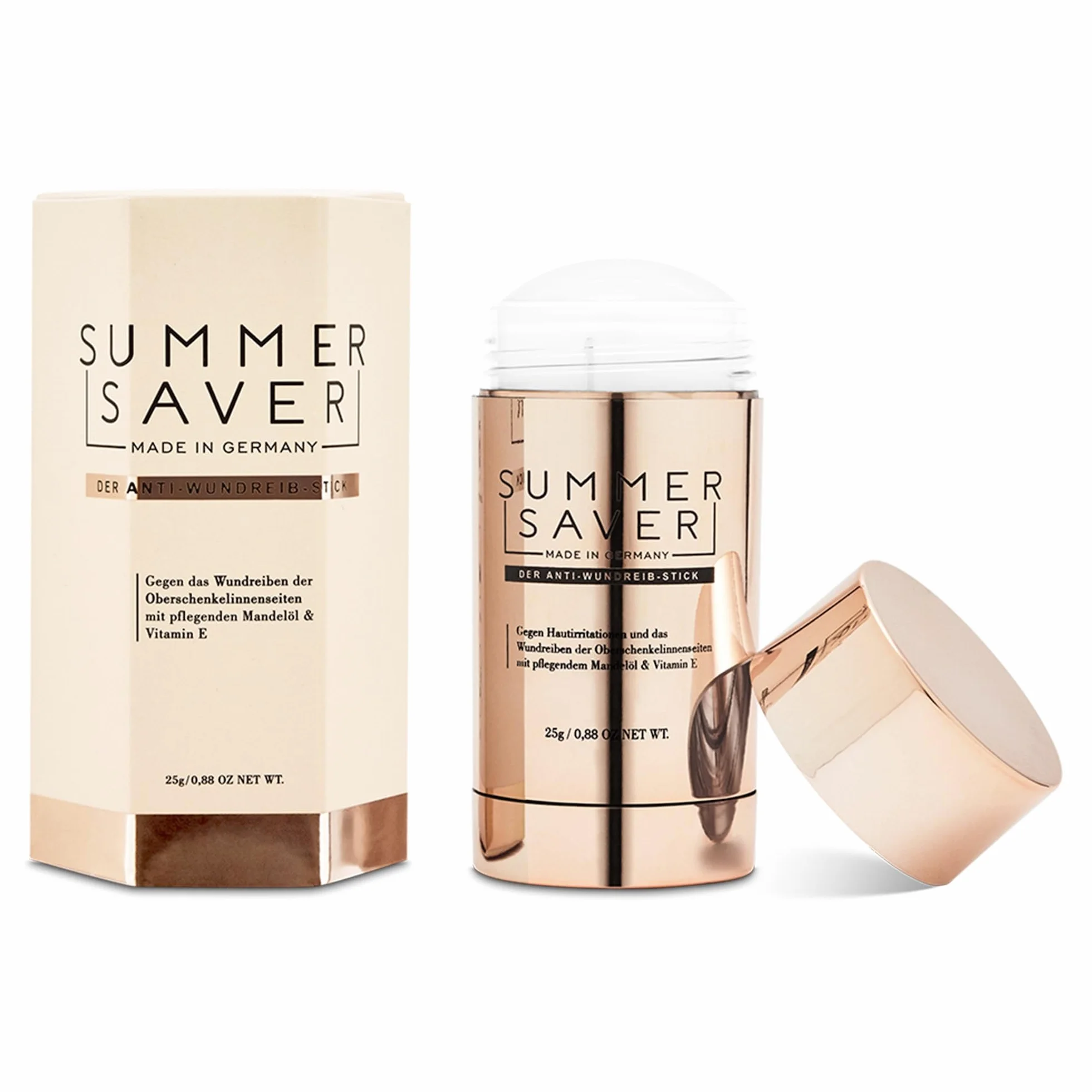 SUMMERSAVER Woman – Anti-Wundreib Stick 25 g – Schutz vor Reibung an Oberschenkeln, Achseln & BH-Kontur – mit Kokosöl, Mandelöl, Vitamin E & Allantoin – vegan & dermatologisch getestet