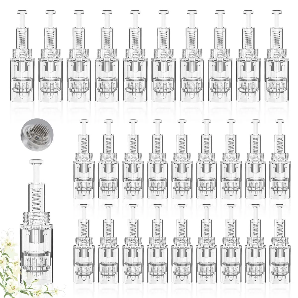 30 Stücke Microneedling Nadeln, Ersatz Derma Pen, 36 Pins Micro Nano Nadeln Kartuschen Ersatzteile Mikronadel Nadelpatronen Dermapen Microneedling Gerät Ersatznadeln Needle Für Hautwiederherstellung