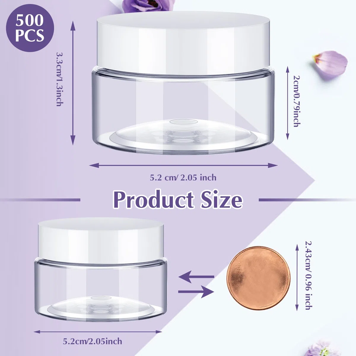 SATINIOR 500 Stück 28 g Kunststoffgläser, leere Kosmetikbehälter mit weißem Deckel, auslaufsicher, rund, transparent, Make-up-Probenbehälter für Cremes, Lotionen, Salben, Lidschatten, Make-up,
