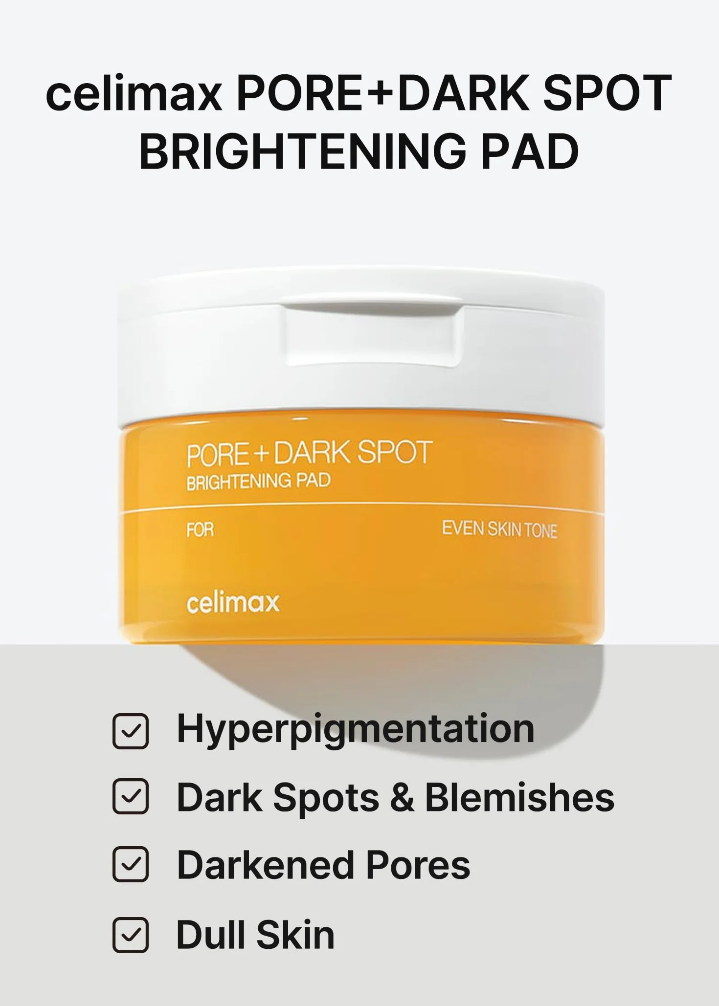 celimax Pore+Dark Spot Brightening Pad – Peeling Pads gegen Poren & dunkle Flecken, mit Hyaluronsäure, sanft exfolierend und feuchtigkeitsspendend, Korean Skincare, 40 Pads