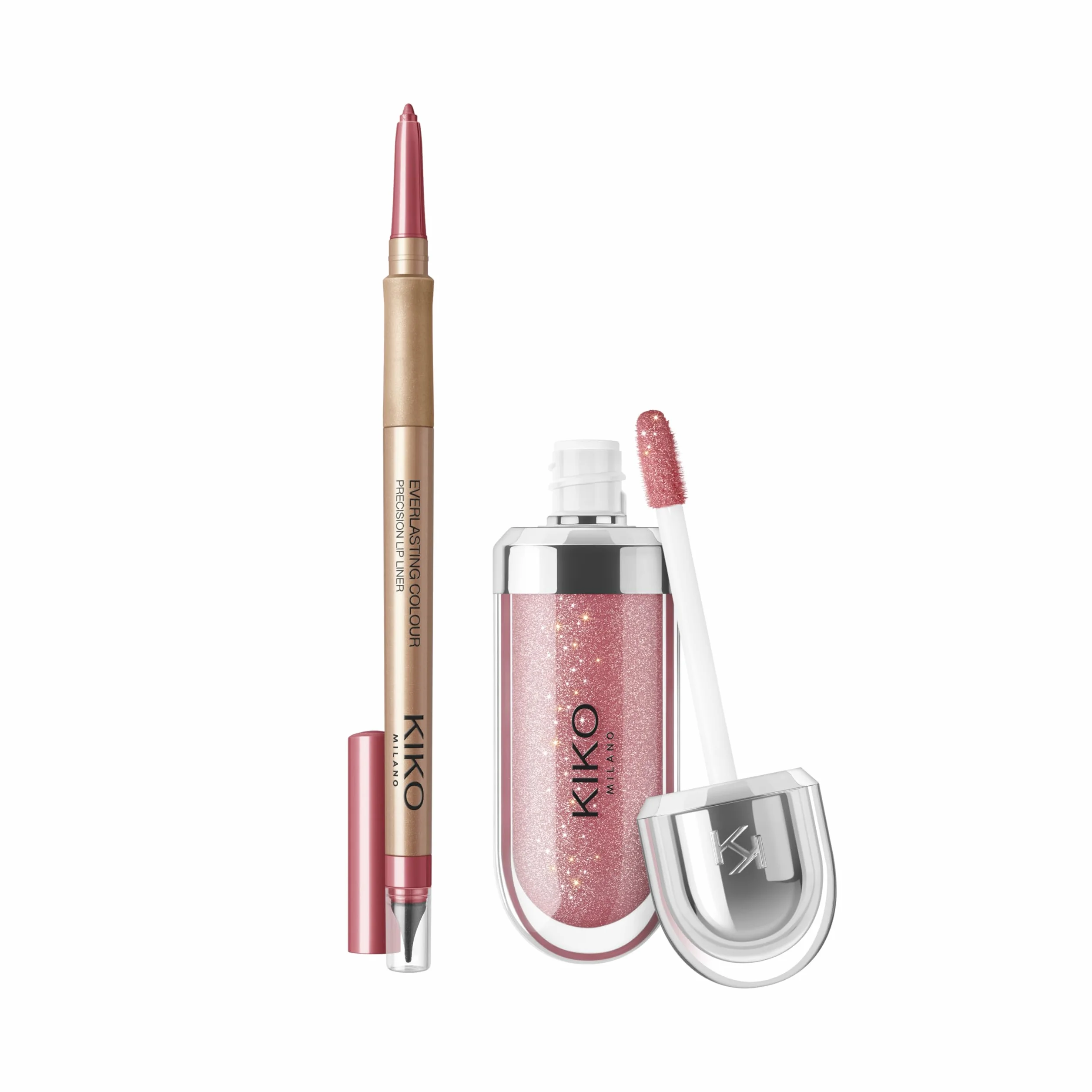 KIKO Milano Lip Combo Set 03, Lippen-Set: Feuchtigkeitsspendender Lipgloss Und Passender Lipliner