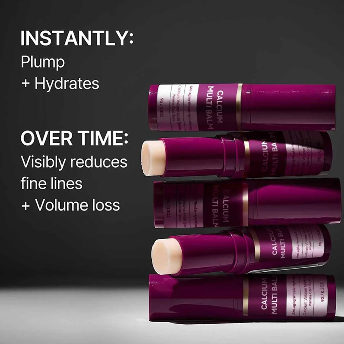 Calcium Multi Balm,Kollagen Feuchtigkeitsspender Stick,Balsam,Falten Stick,Anti-Aging & Firming Skincare stick,Hydrating, Festigung Der Haut,Geeignet Für Augen,Hals,Gesicht (2 Stk, 9g)