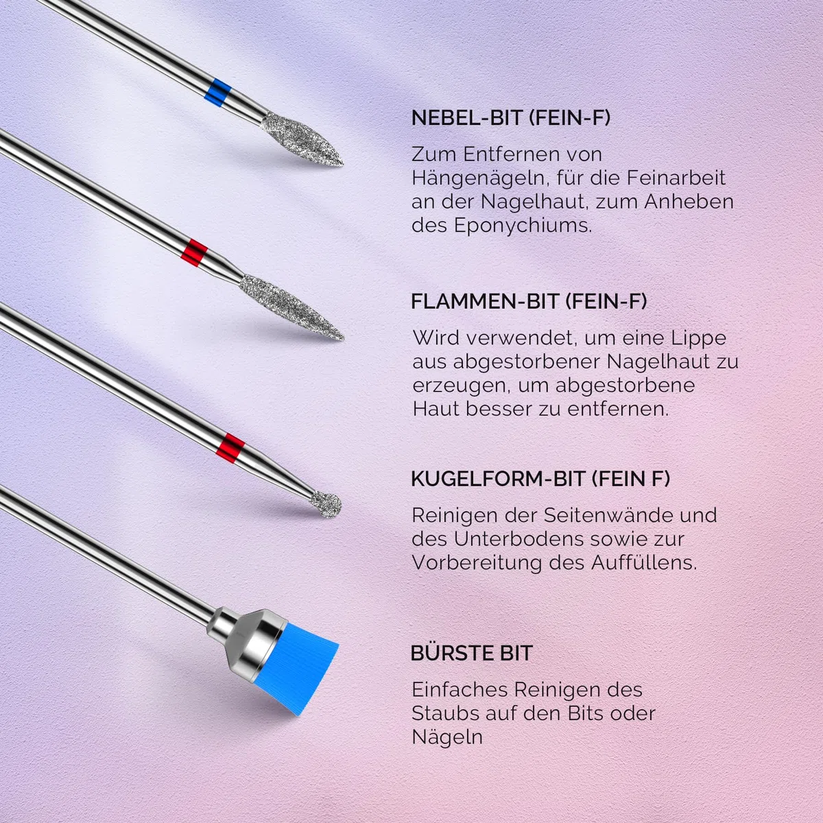 MelodySusie Nagelfräser Bits Set, 7Stk Wolframkarbid Diamant Bits für Acrylnägel Poly Gel Nagelhaut entfernen, 3/32'' Professionelle Nagelbits für Nagelfräser Efeil (mehrfarbig)