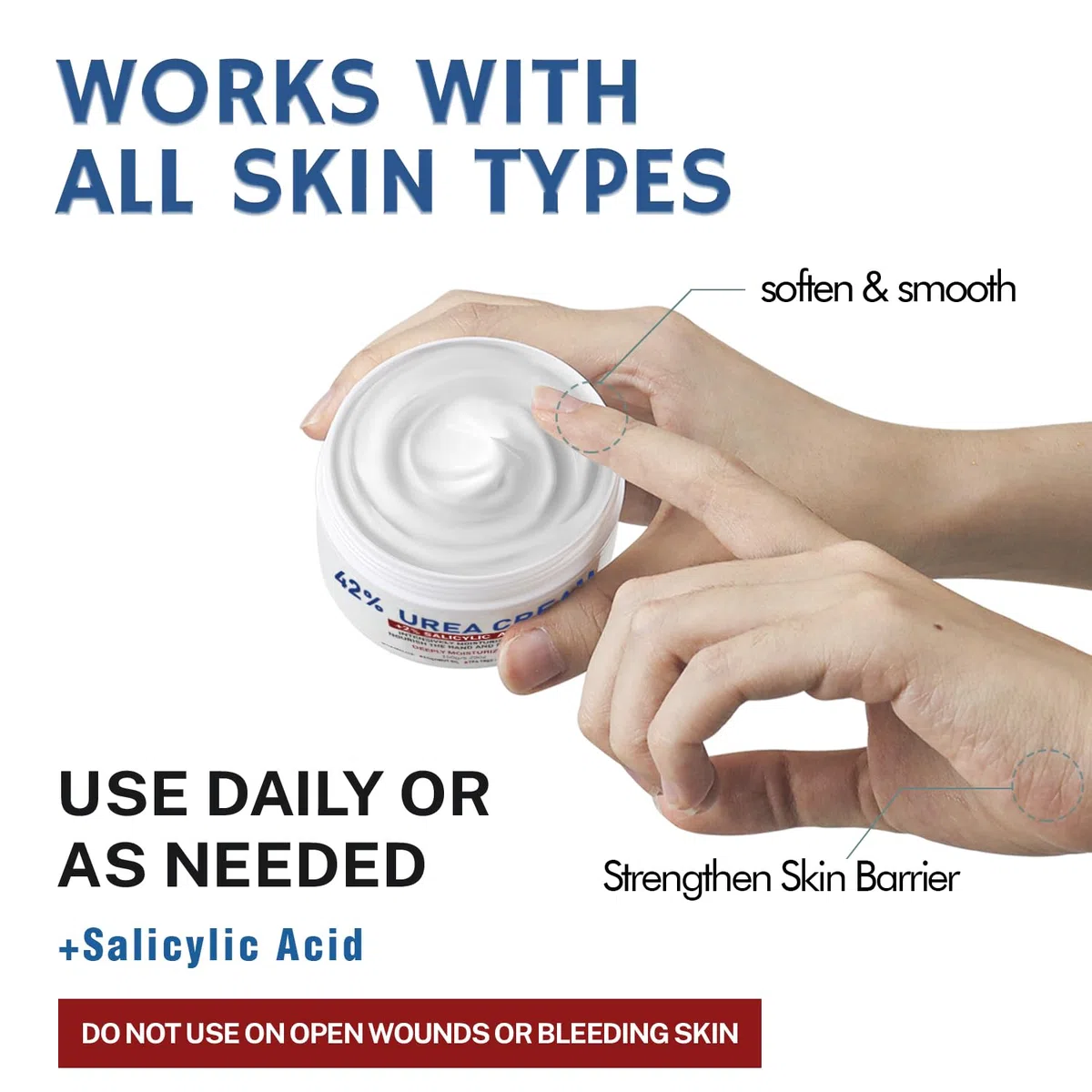 OUKEYA Urea Creme 42% mit 2% Salicylsäure, Fusscreme Feuchtigkeit & Reparatur für Trockene, Füße, Fersen, Knie, Urea Handcreme für Hände, Fußcreme, Hornhautentferner, Entfernt Hühneraugen, Tote Haut