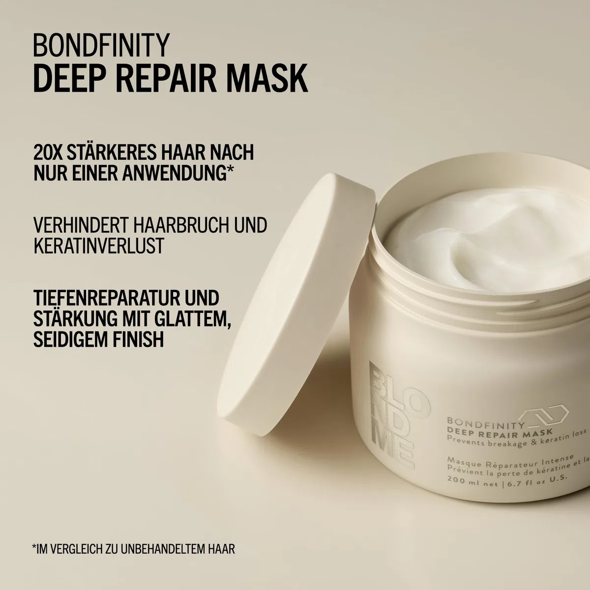 Schwarzkopf Professional BLONDME Bondfinity Deep Repair Mask Haarmaske Stärkende Haarpflege Schafft Bindungen Glättet Und Schützt Poröses Haar Hydratisierend Und Weichmachend 200 ml