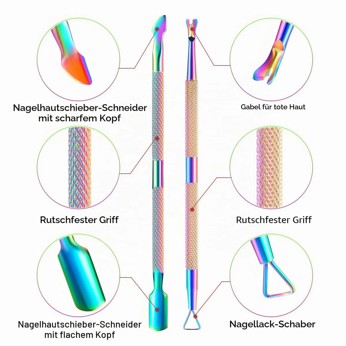 XUNXMAS 3 Pcs Nagelhautentferner mit nagelhautschieber, 5-in-1 Maniküre Set – Cuticle Remover, Hochwertiges Edelstahl Nagelhautschere, Nagelhautzange für Nagelstudio & Heimgebrauch