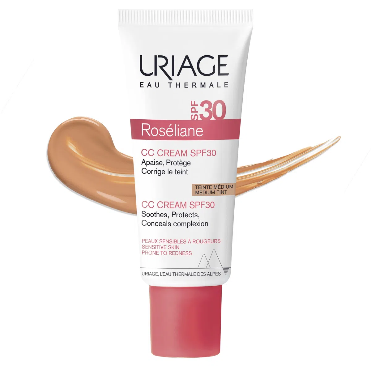 Uriage Roseliane CC Creme Gegen Rötungen LSF30 mit Ginseng Extract - Deckt Rötungen ab, Wirkt Beruhigend & Lang Anhaltend, Getönte Gesichtscreme - Parabenfrei - Nicht Komedogen - 40ml