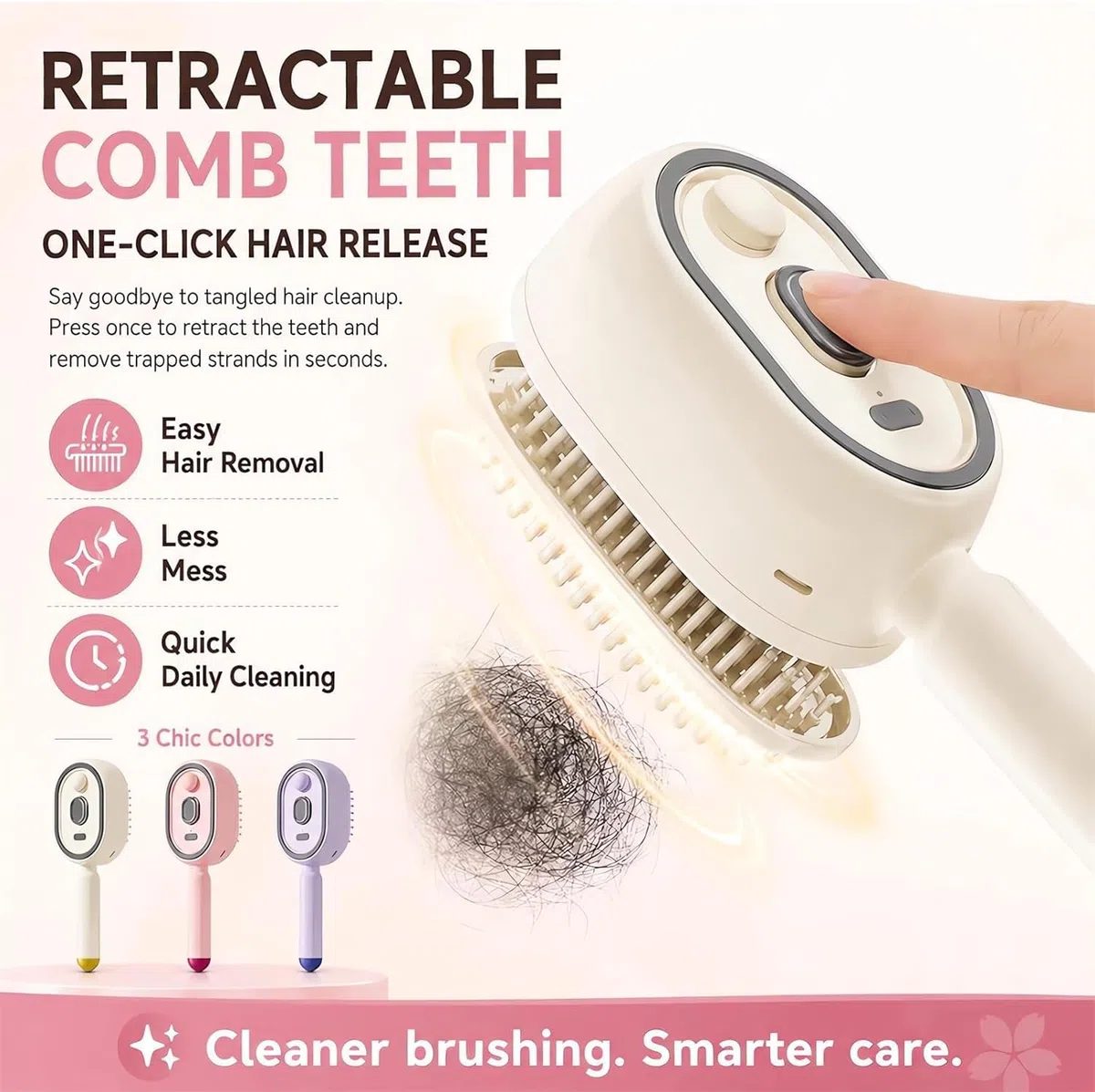 Electric Spray Air Cushion Massage Comb, 3-in-1 Spray Air Cushion Massage Comb & Self-Cleaning, Rechargeable Scalp Massage Brush, Anti-Static Detangling Hairbrush for Wet, Dry, Curly Hair (Pink)