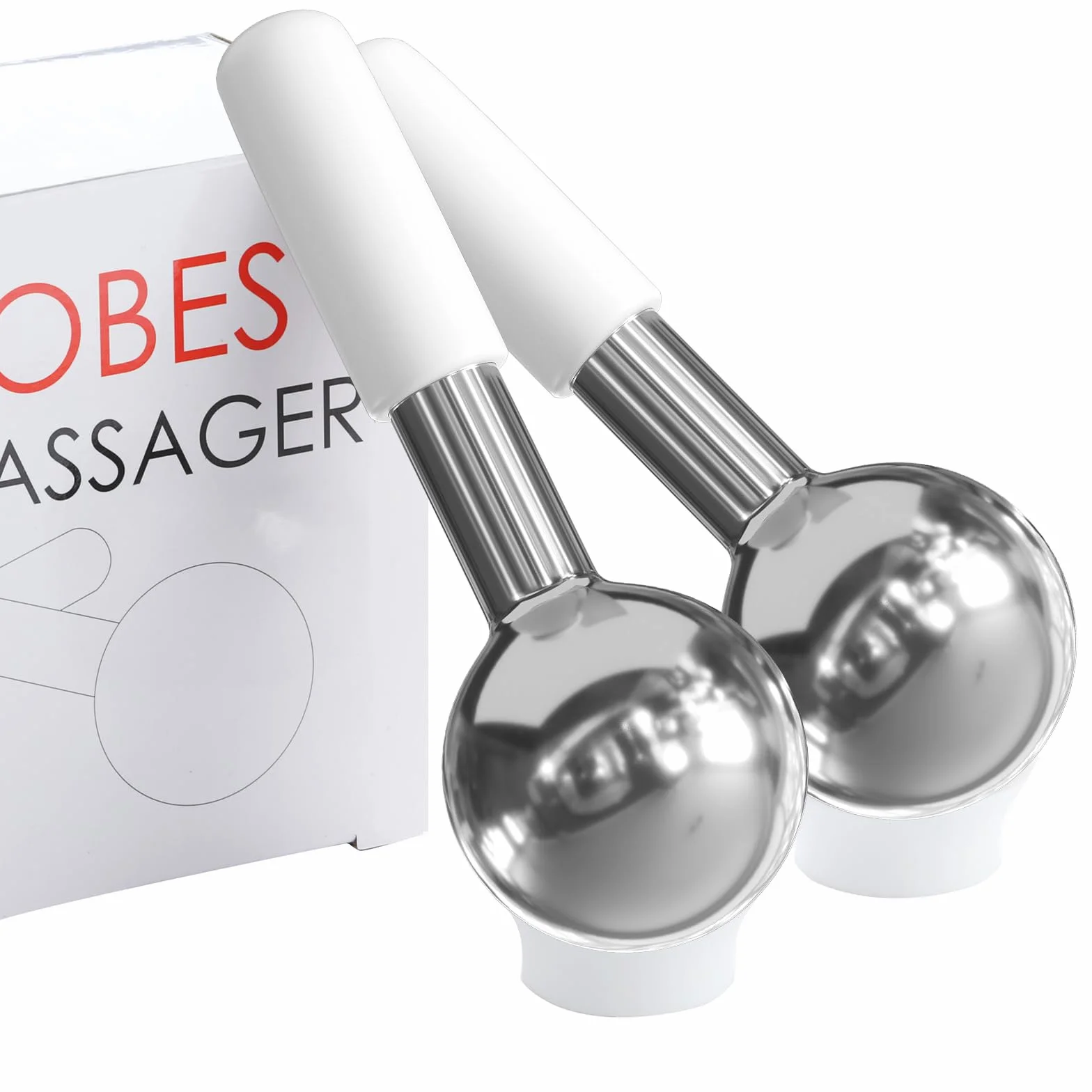 Edelstahl Ice Globes, Kryo-Stick-Eis-Globen für Gesicht, Augen- und Nackenmassage, Gesichtsmassager Kühlkugel zur Hautstraffung, Reduzierung von Schwellungen und dunklen Augenringen, Anti-Aging